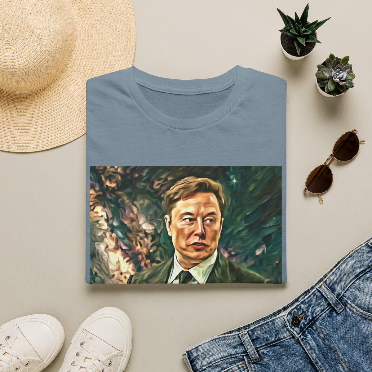 Elon Musk with Rocket— Graphic T-Shirt