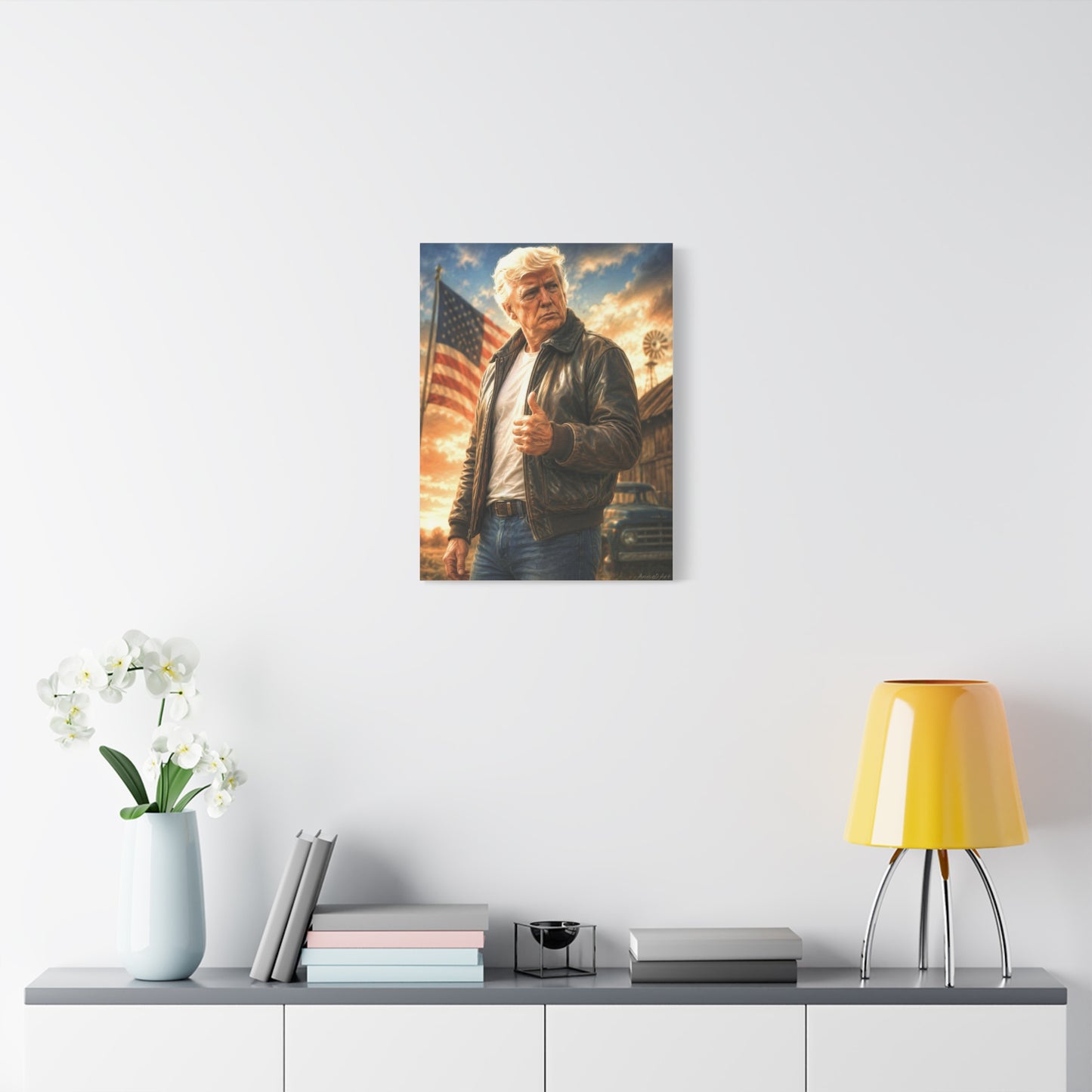 Trump Patriotic Vintage Leather Jacket Canvas