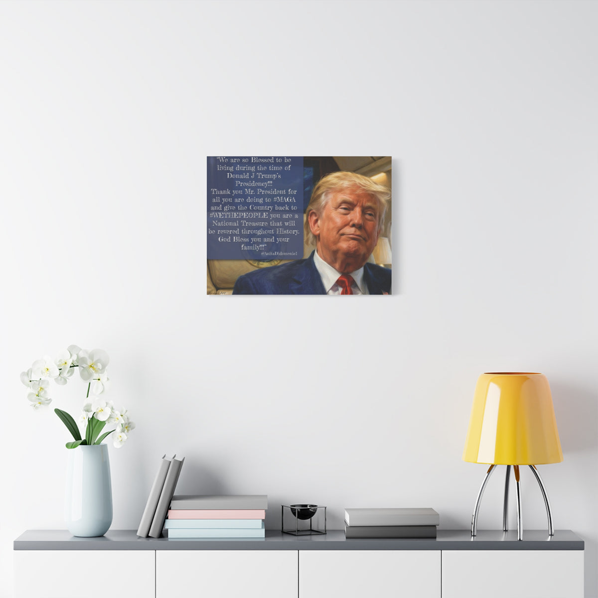 Canvas Wall Art — Patriotic Tribute Quote with President Trump Portrait