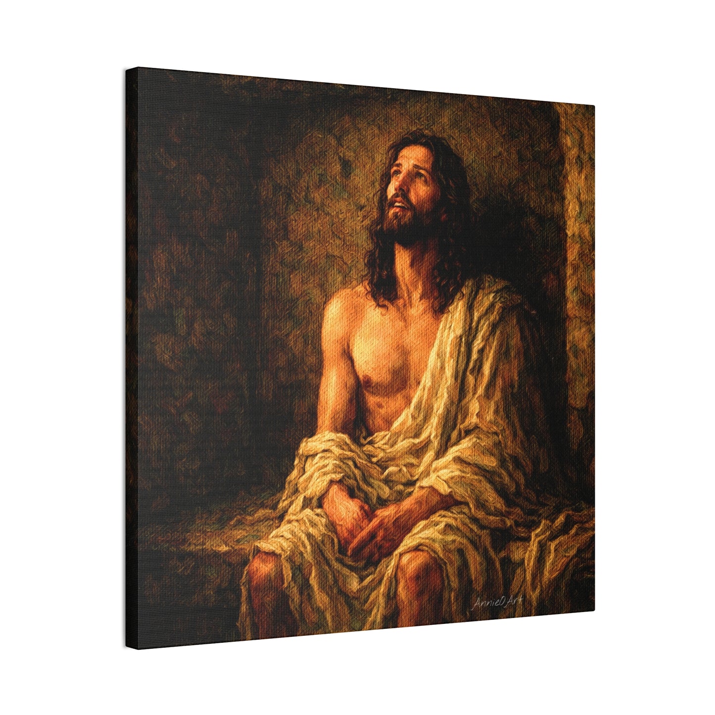 Jesus in Thanksgiving Prayer ‘Resurrection Day’ Canvas Stretched Wall Art — Religious Christian Home Decor
