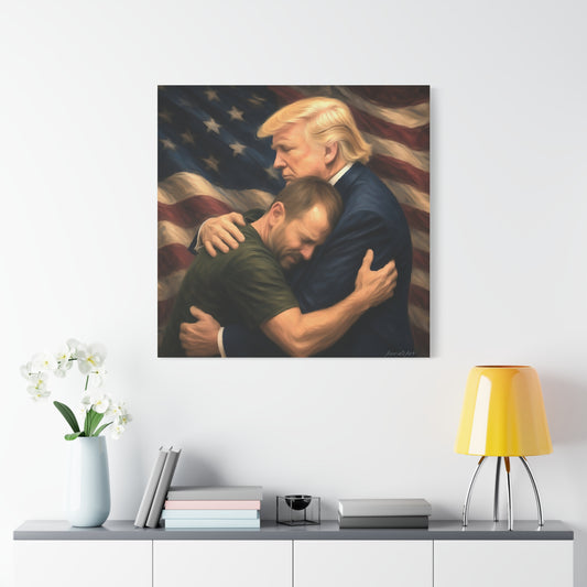 Trump Hug ‘THE LOVE GOES BOTH WAYS’ Canvas Print — Wall Art