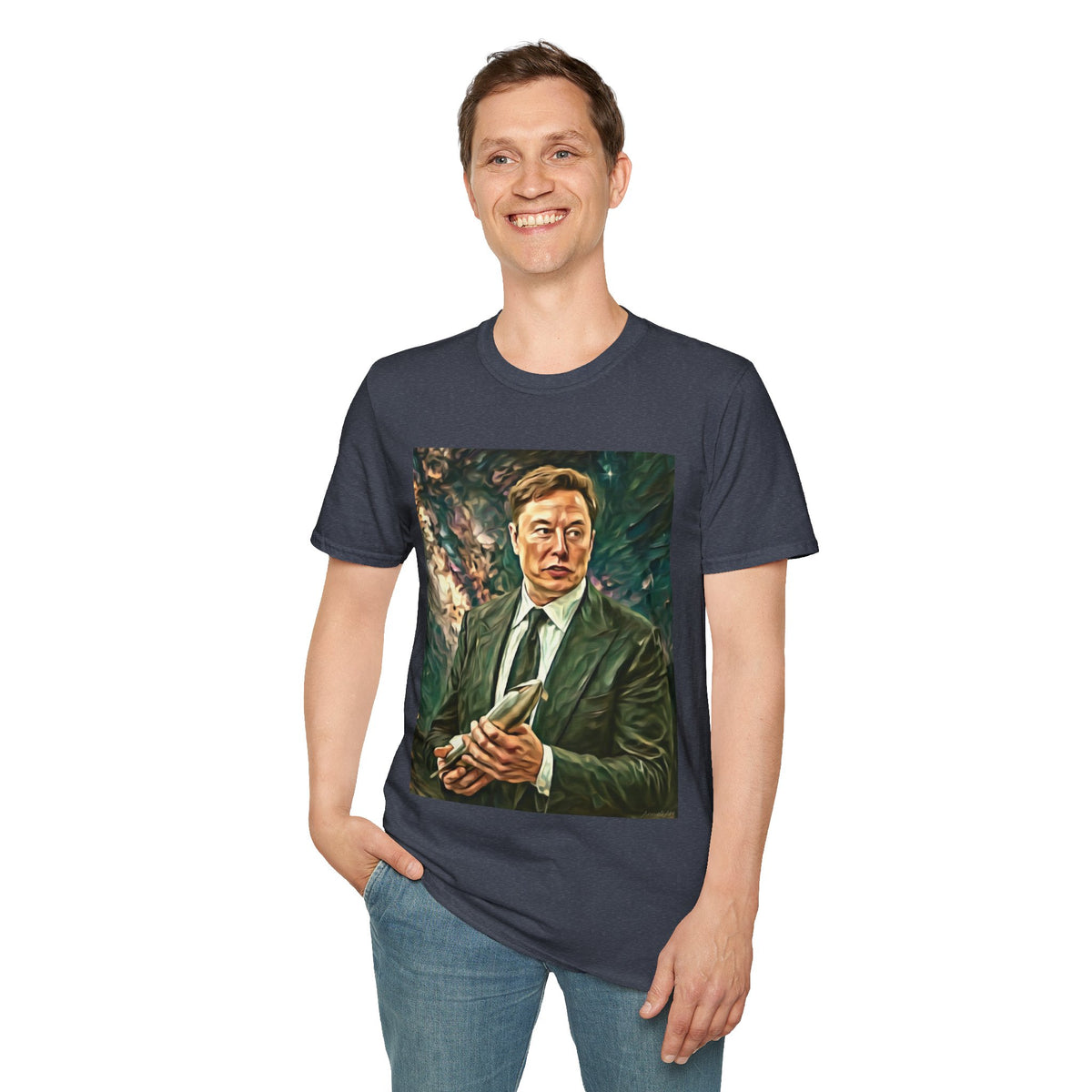 Elon Musk with Rocket— Graphic T-Shirt