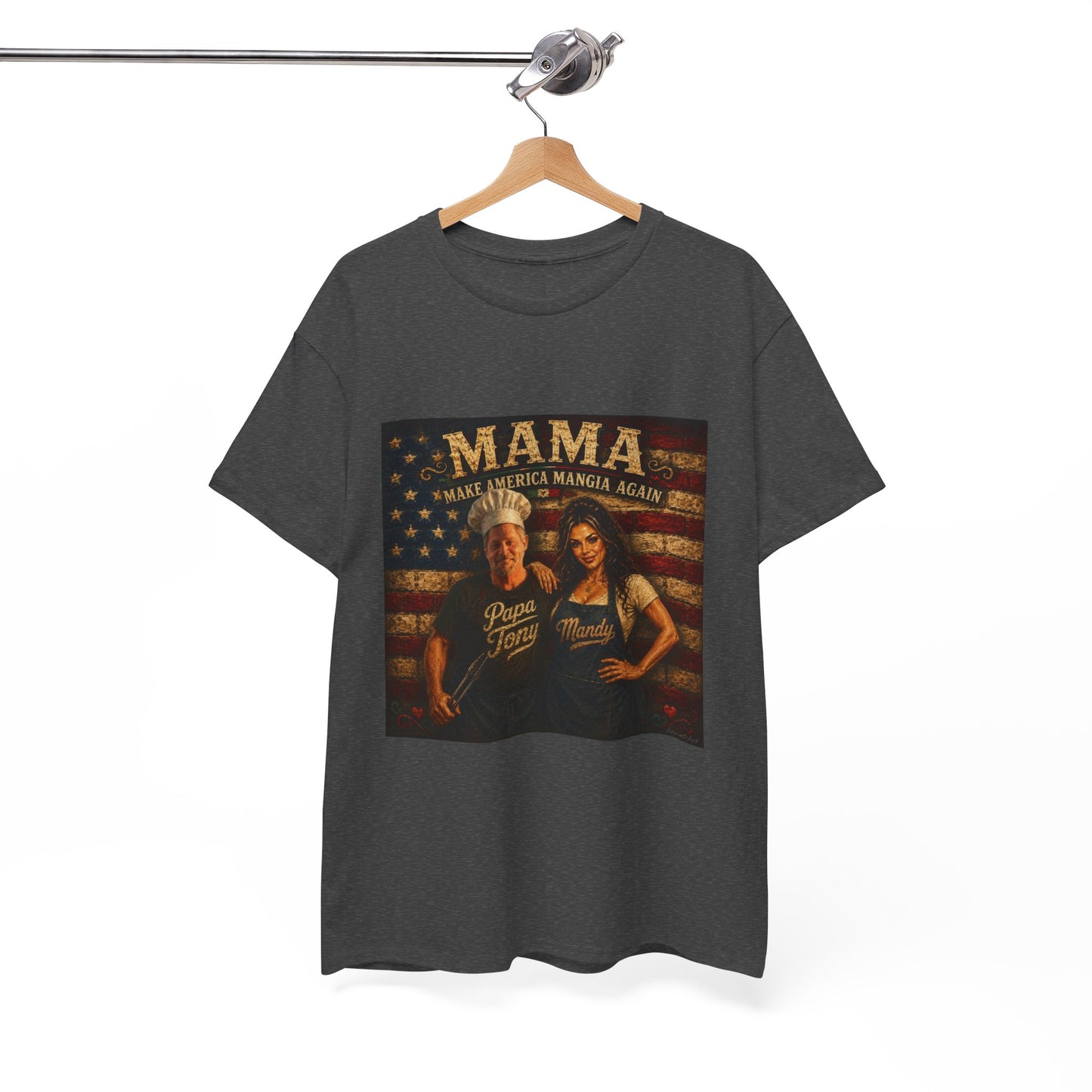 CUSTOM for MANDY—Mama Pizza Team T-Shirt — Retro American Flag Pizza Chef Graphic Tee