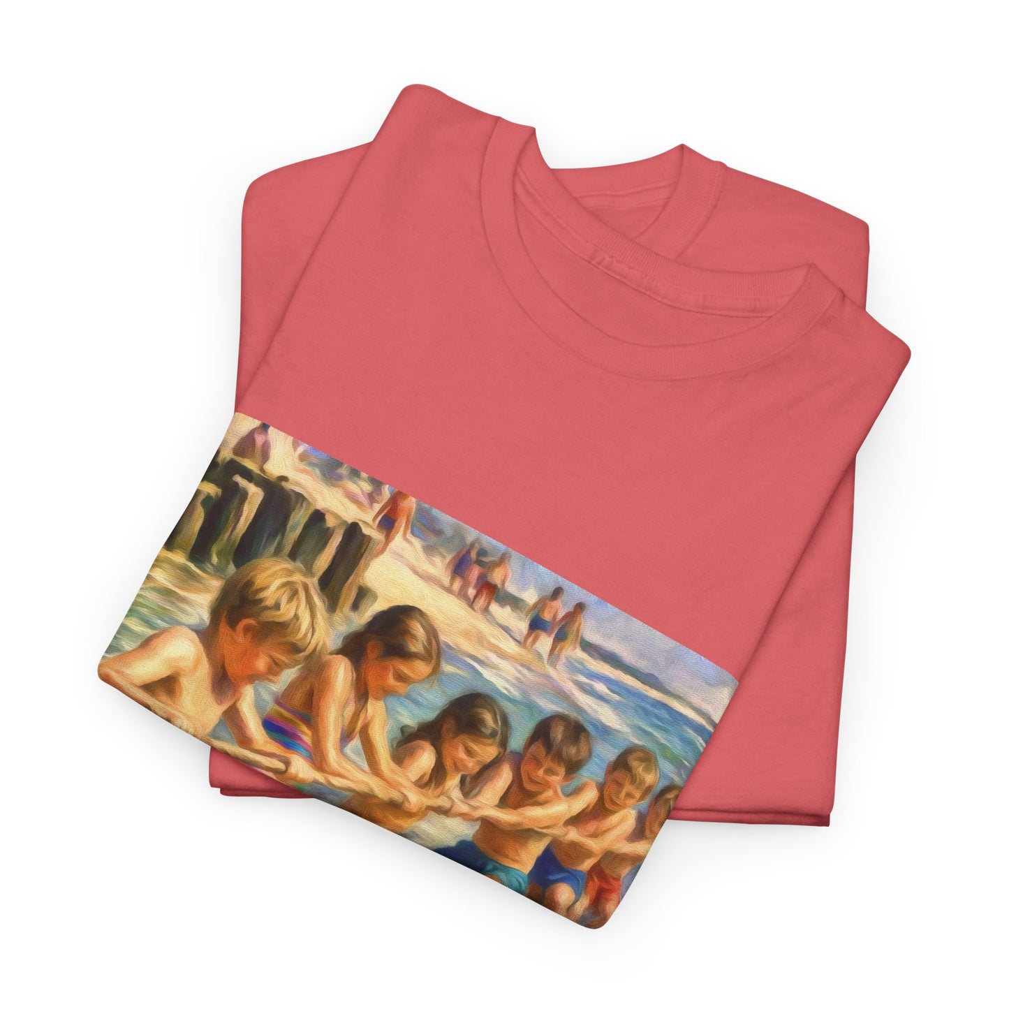 HoneySuckle Lodge Vintage Beach T-Shirt — "50+ years of fun in the sun" Retro Kids on Shore Design