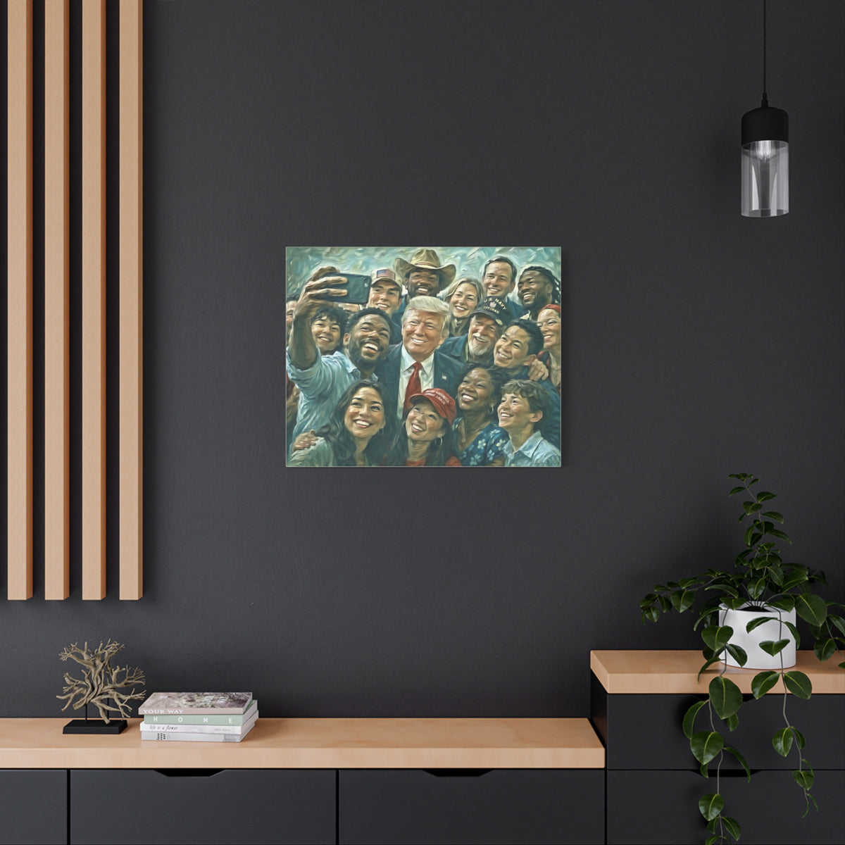 Trump Selfie Matte Canvas Print — Portrait Wall Art