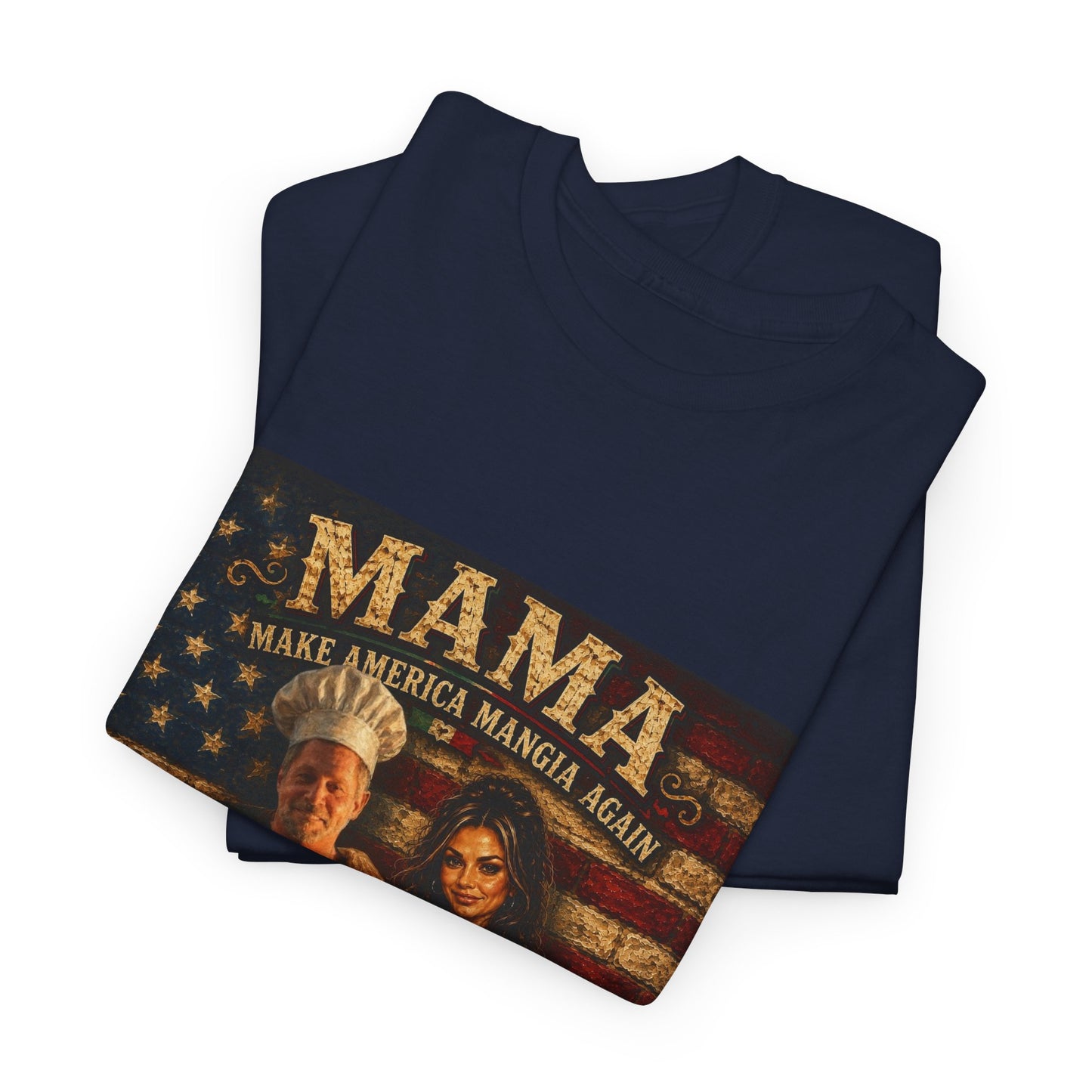 CUSTOM for MANDY—Mama Pizza Team T-Shirt — Retro American Flag Pizza Chef Graphic Tee