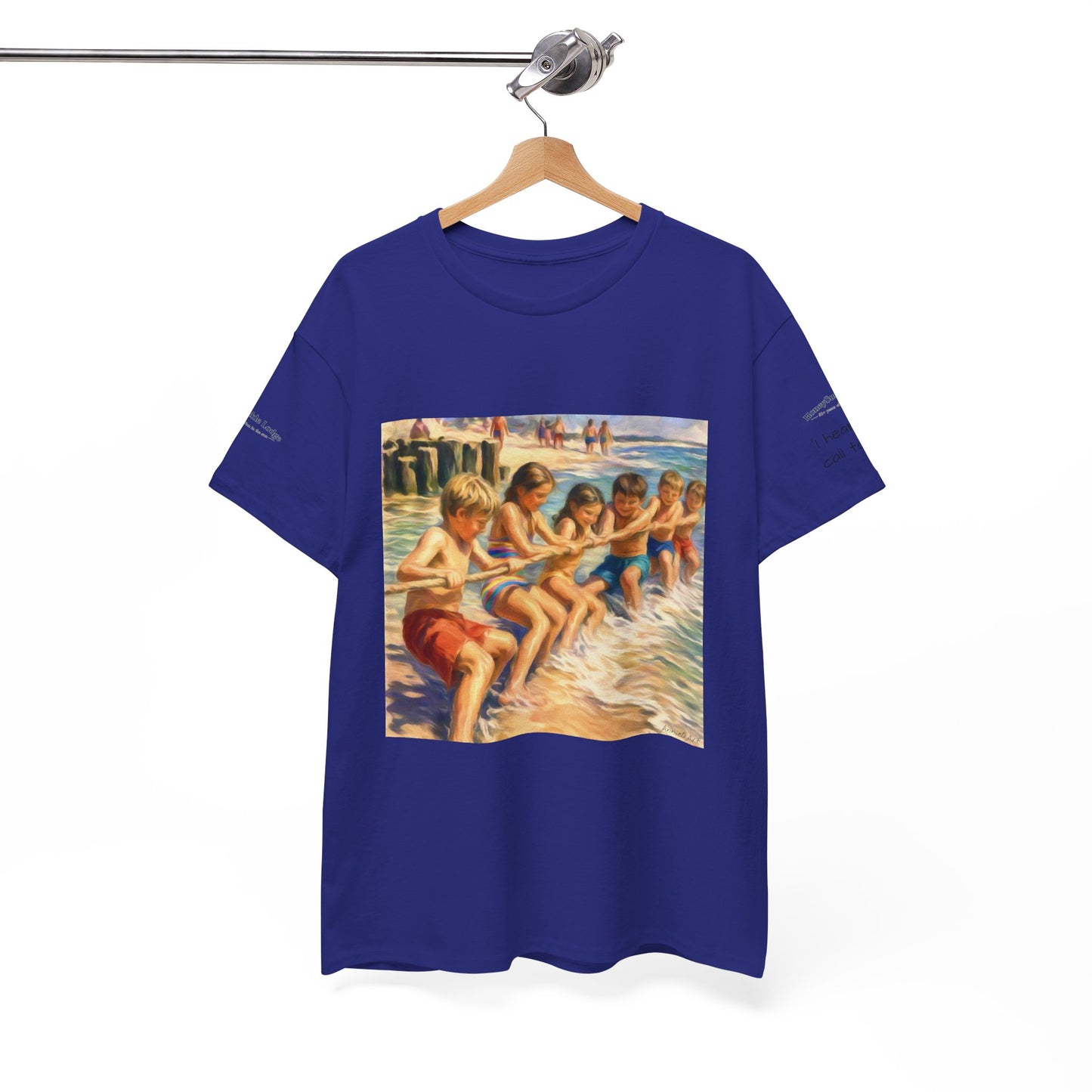 HoneySuckle Lodge Vintage Beach T-Shirt — "50+ years of fun in the sun" Retro Kids on Shore Design