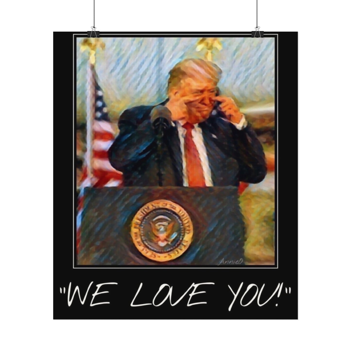 Patriotic Watercolor Matte Poster — Presidential Podium Artwork