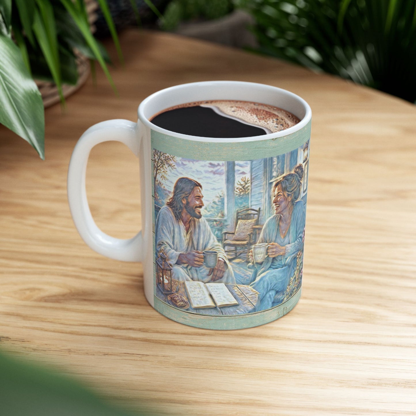 Coffee with Jesus Ceramic Mug – Inspirational Coffee Cup (11oz)