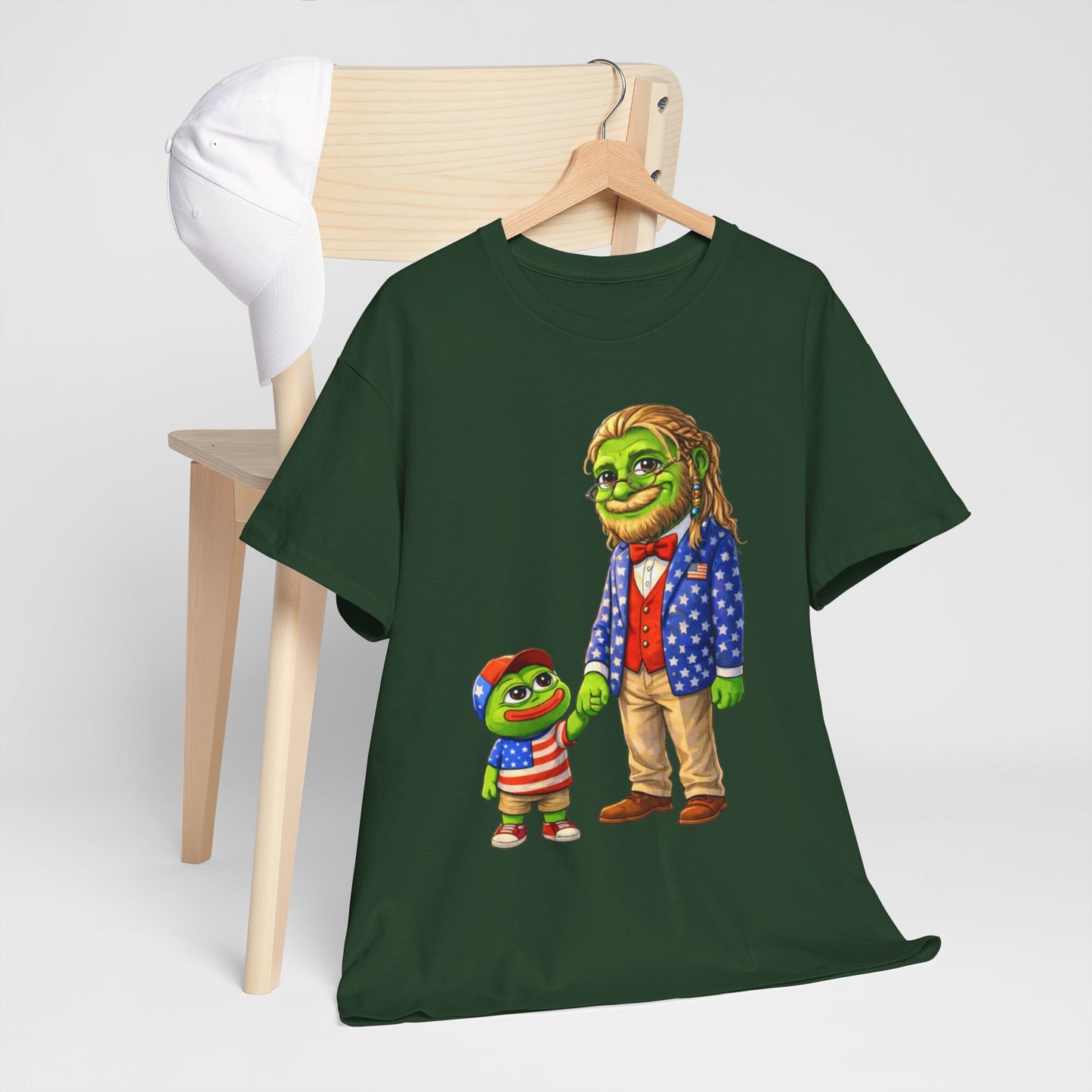 Grandpa Anons, keyboard warriors, MAGA T-Shirt — Patriotic Pepe Frog Family Illustration Tee