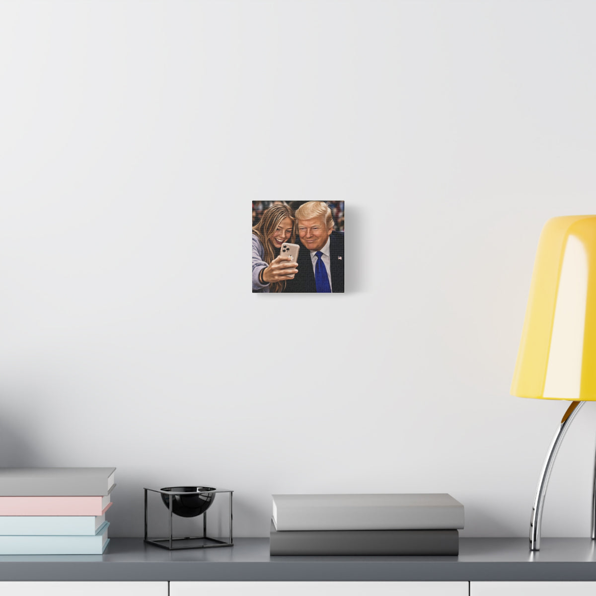 Trump Figure Selfie Matte Canvas Print