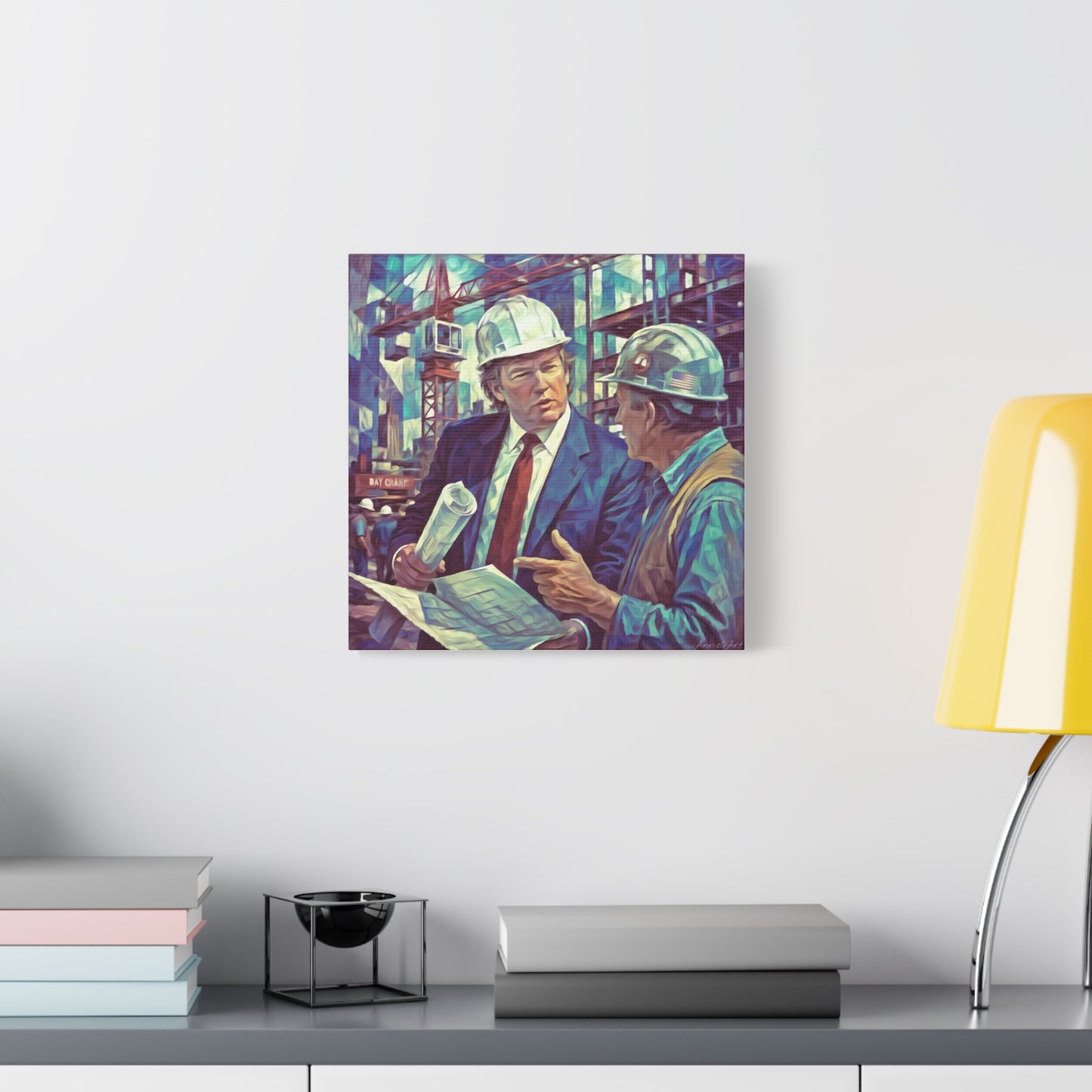 Trump Construction Site Portrait Canvas - Vintage Art