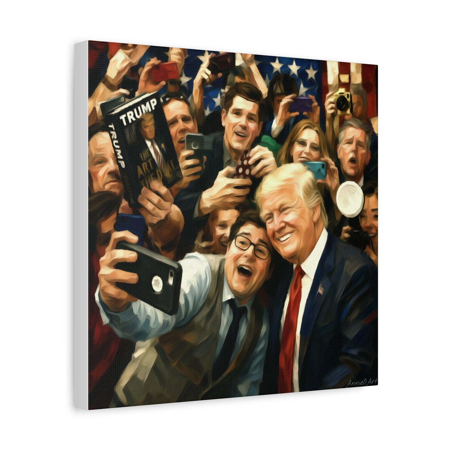 Trump Patriotic Crowd Selfie Canvas - Stretched Matte Wall Art