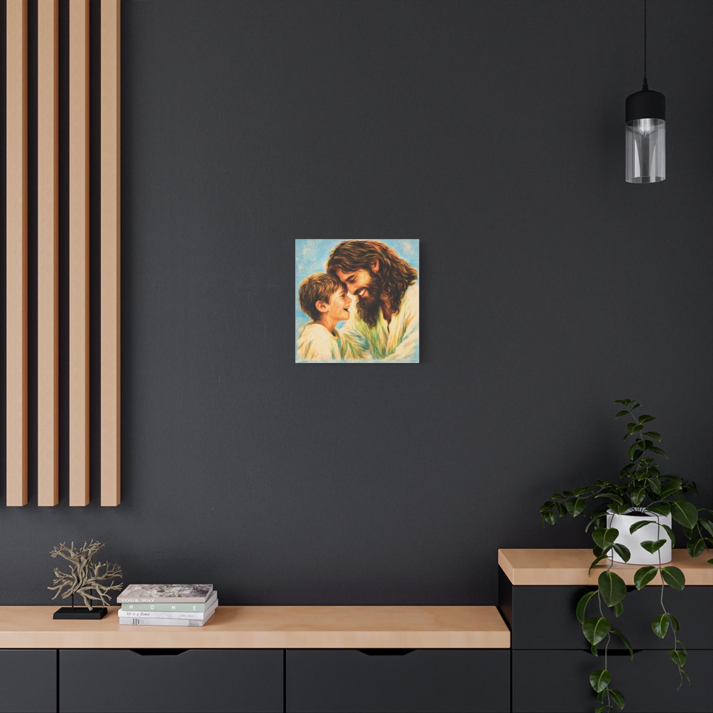 Smiling Jesus and Child Matte Canvas Wall Art