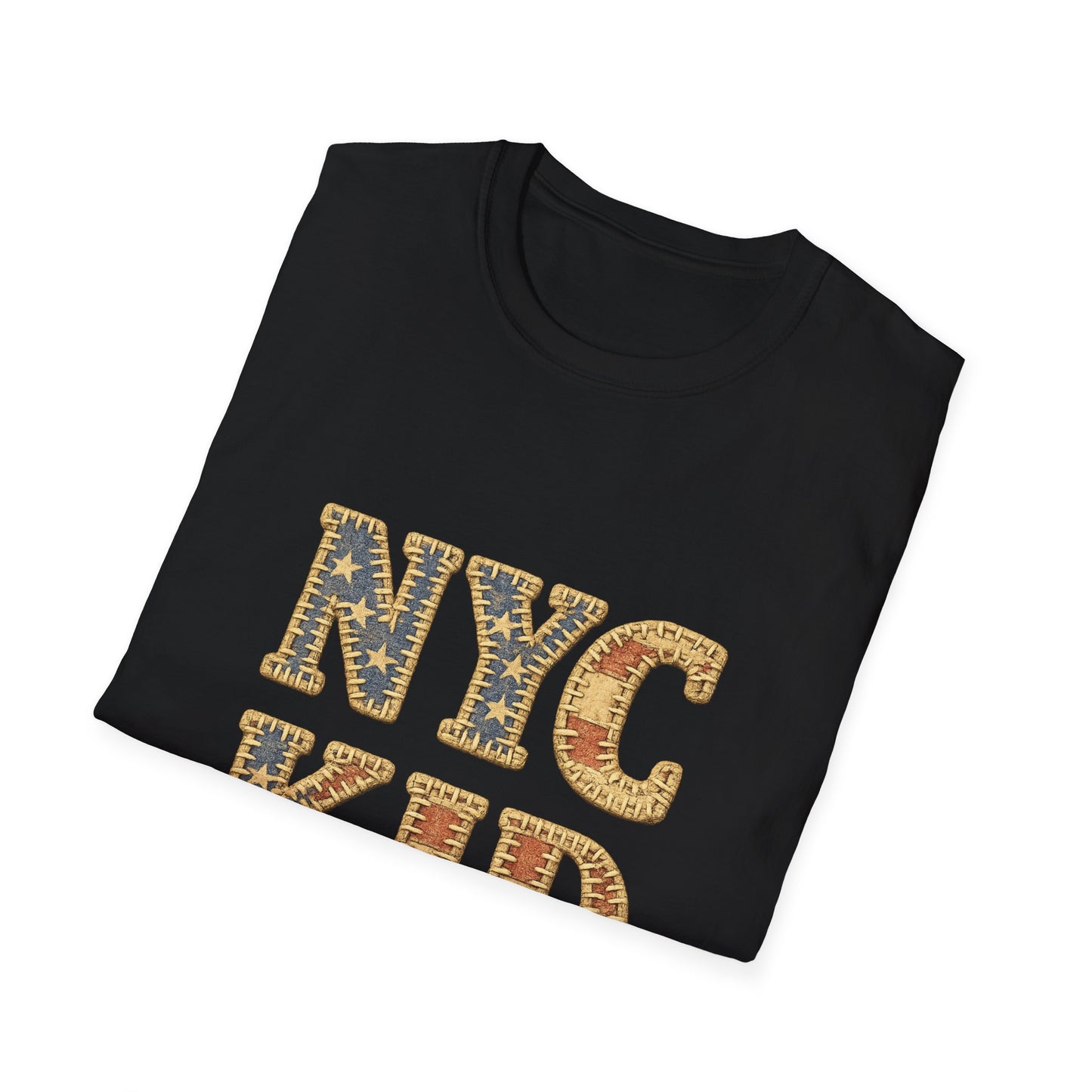 NYC Kid T-Shirt — New York City Vintage Flag Quilt-look Tee