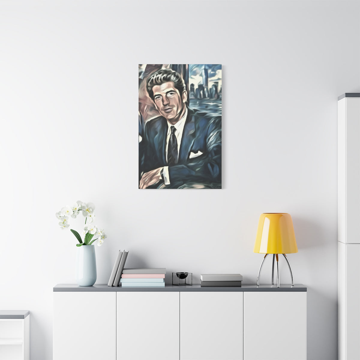 JFK Jr. Vintage Portrait Matte Canvas Wall Art
