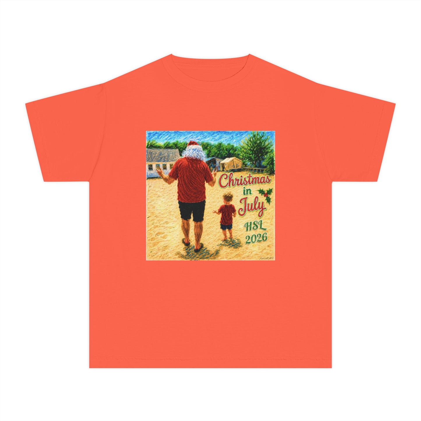 Dry-Blend Youth Tee — "Christmas in July" Beach Design 2026