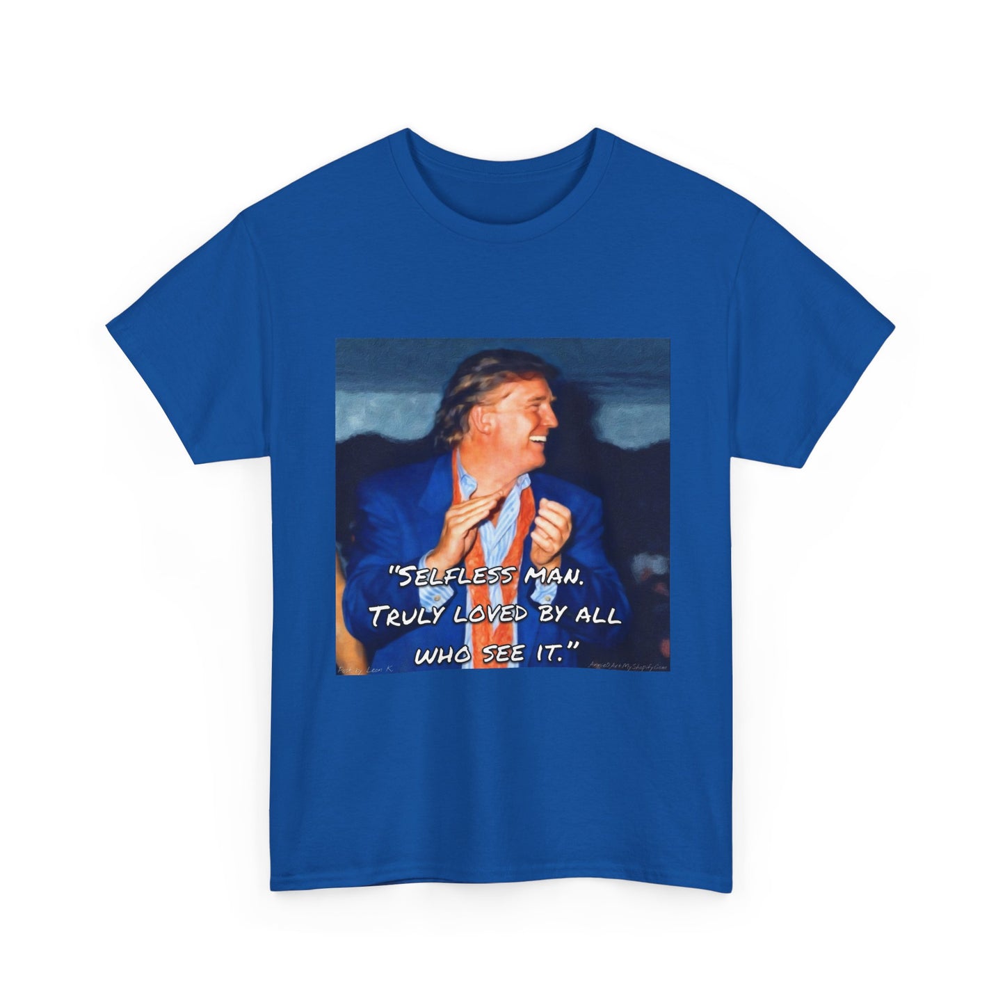 Vintage Portrait Tee with Quote – “Selfless Man, Truly Loved by All Who See It”