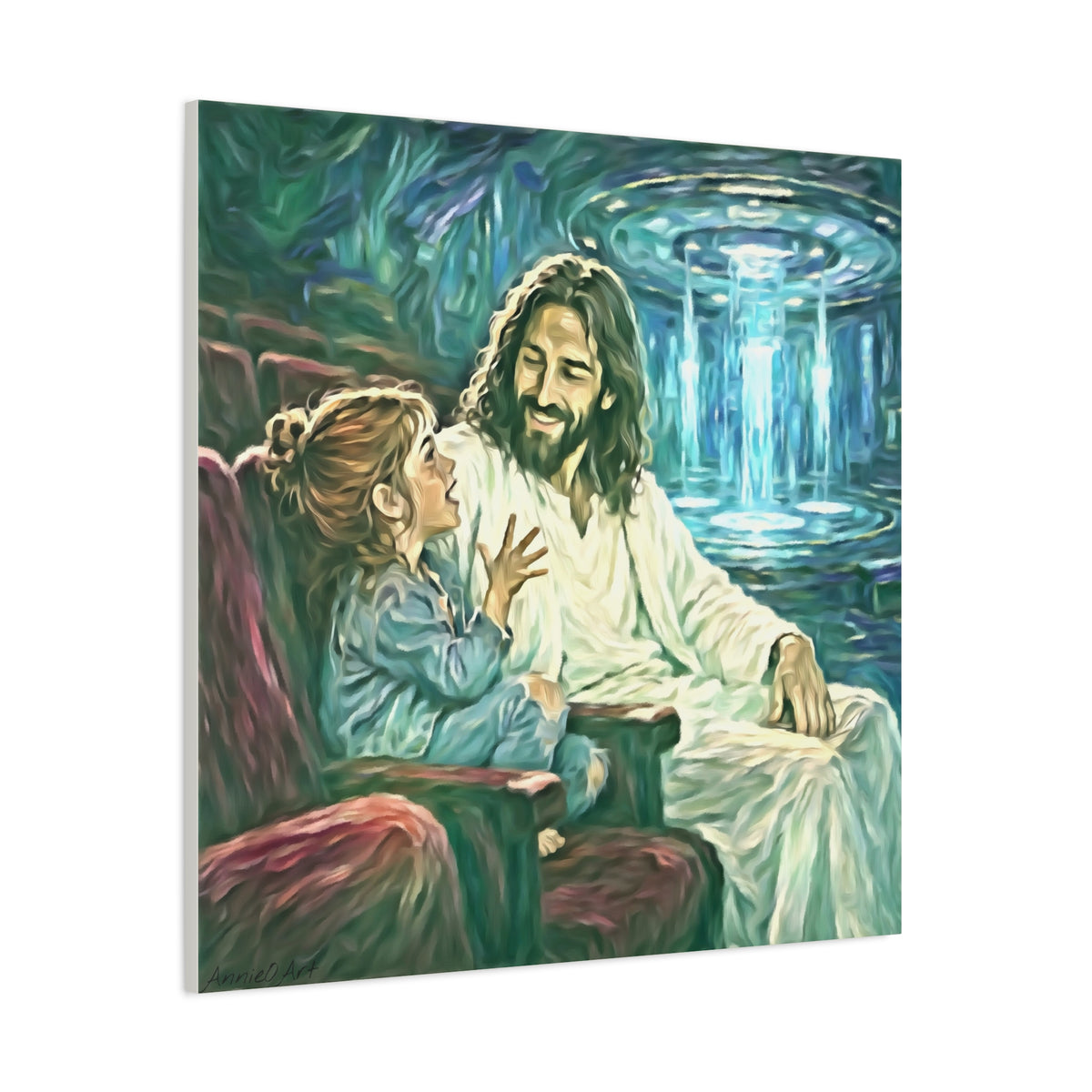Jesus with Child Matte Canvas Wall Art — Stretched 1.25" Inspirational Christian Decor