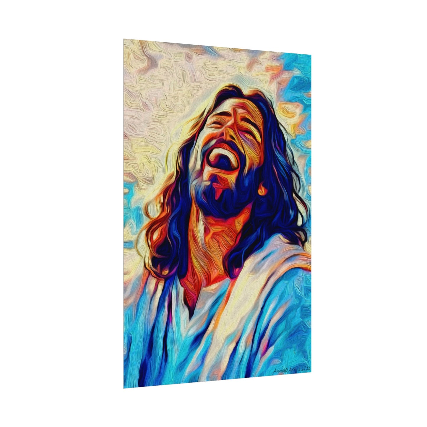 Watercolor Jesus Poster — Textured Matte Inspirational Wall Art
