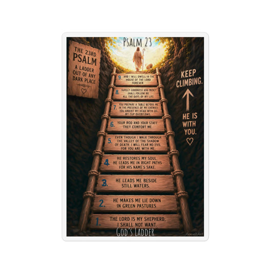 Psalm 23 Ladder Magnet — Inspirational Christian Faith Refrigerator Magnet, "Keep Climbing, He Is With You"