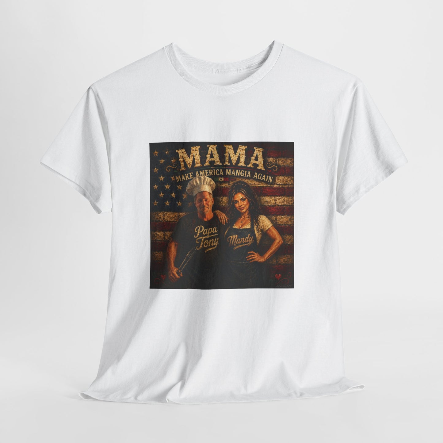 CUSTOM for MANDY—Mama Pizza Team T-Shirt — Retro American Flag Pizza Chef Graphic Tee