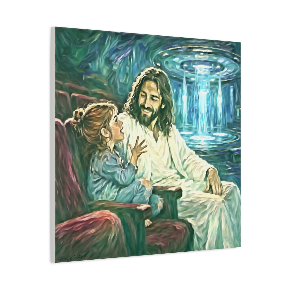 Jesus with Child Matte Canvas Wall Art — Stretched 1.25" Inspirational Christian Decor