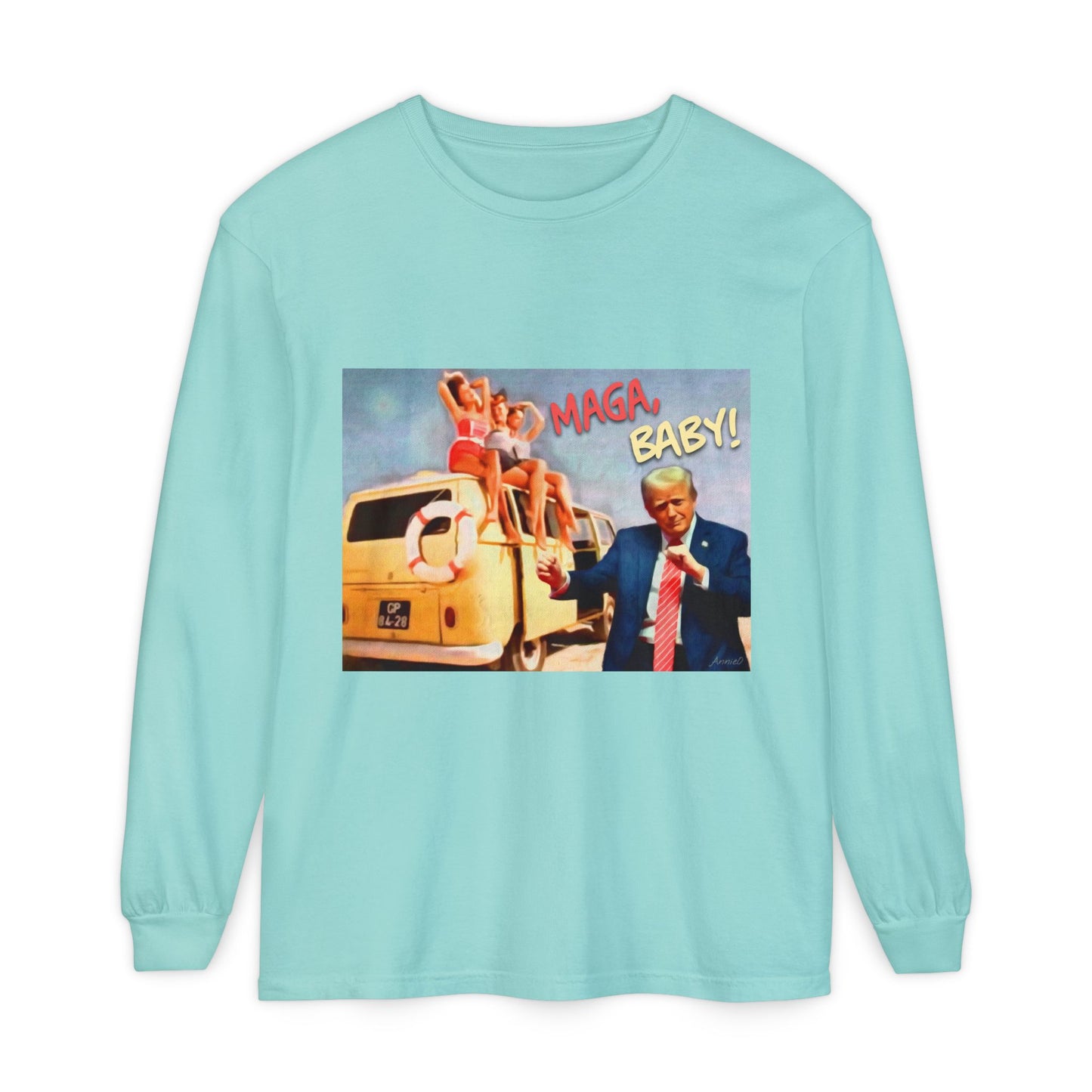 Being MAGA everywhere! Vintage Political Graphic Long Sleeve Tee — "MAGA Baby!" Design