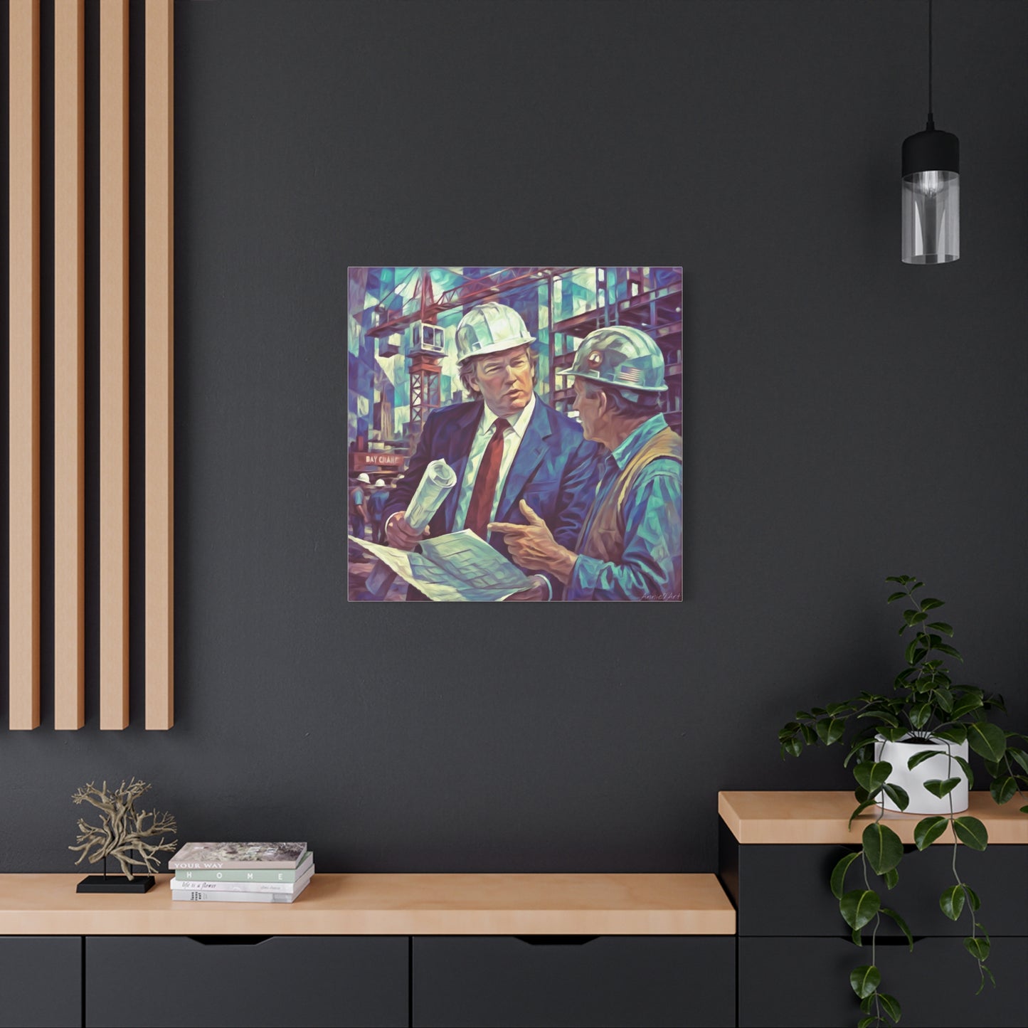 Trump Construction Site Portrait Canvas - Vintage Art