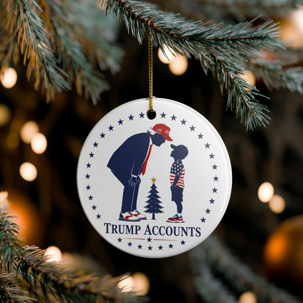 Trump Accounts Ceramic Ornament — Patriotic Holiday Decoration