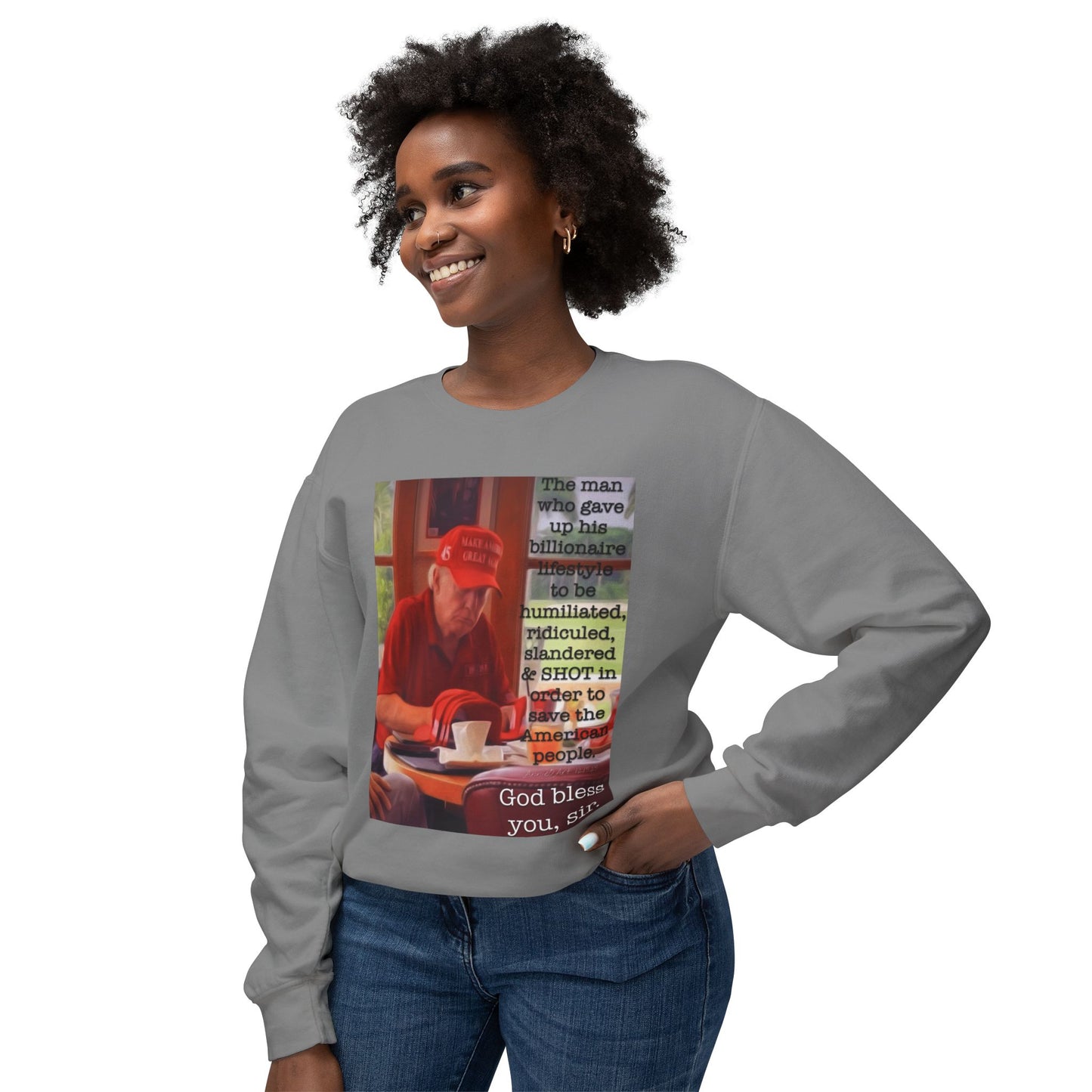 Trump 'God Bless You, Mr. President' Crewneck Sweatshirt — MAGA Tribute