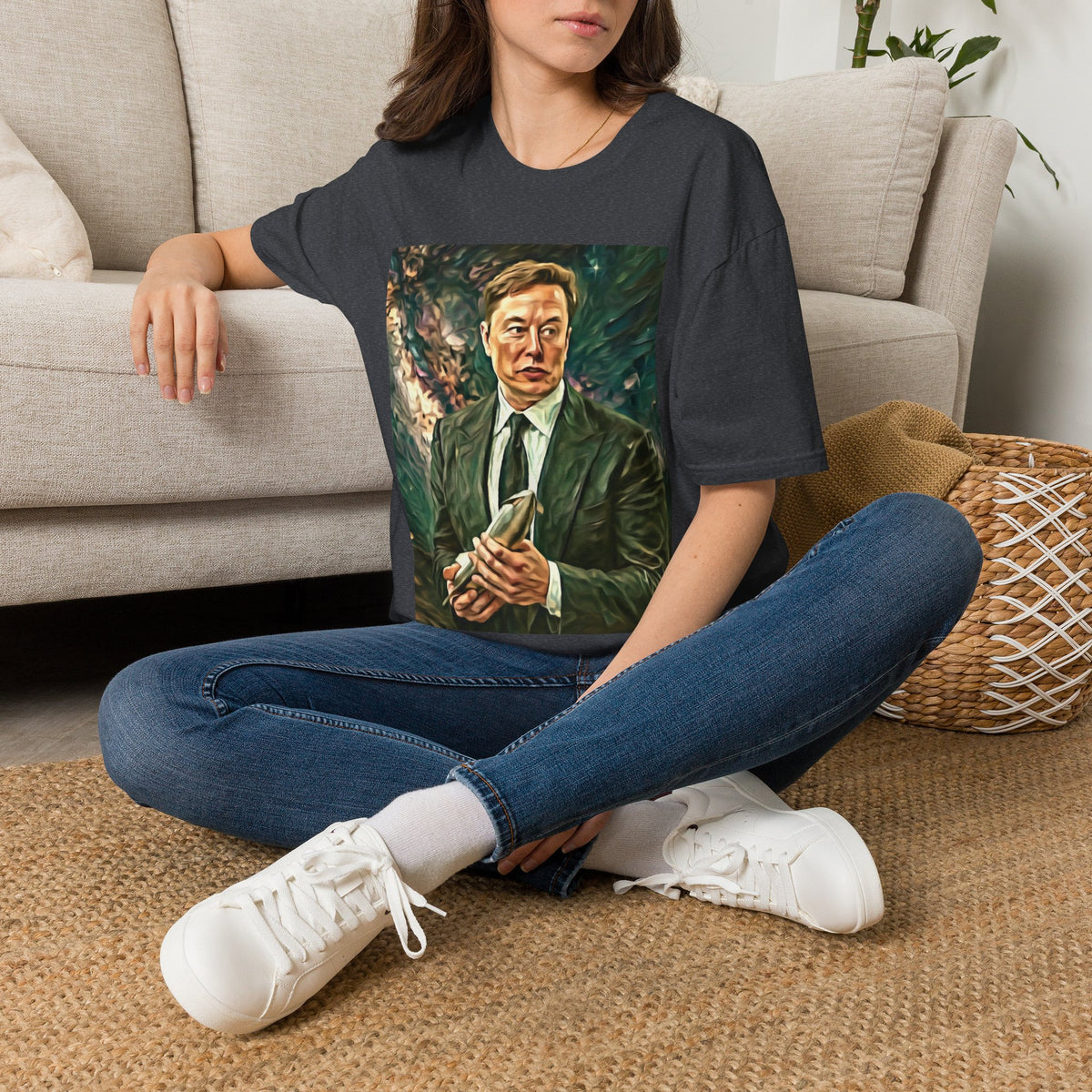 Elon Musk with Rocket— Graphic T-Shirt