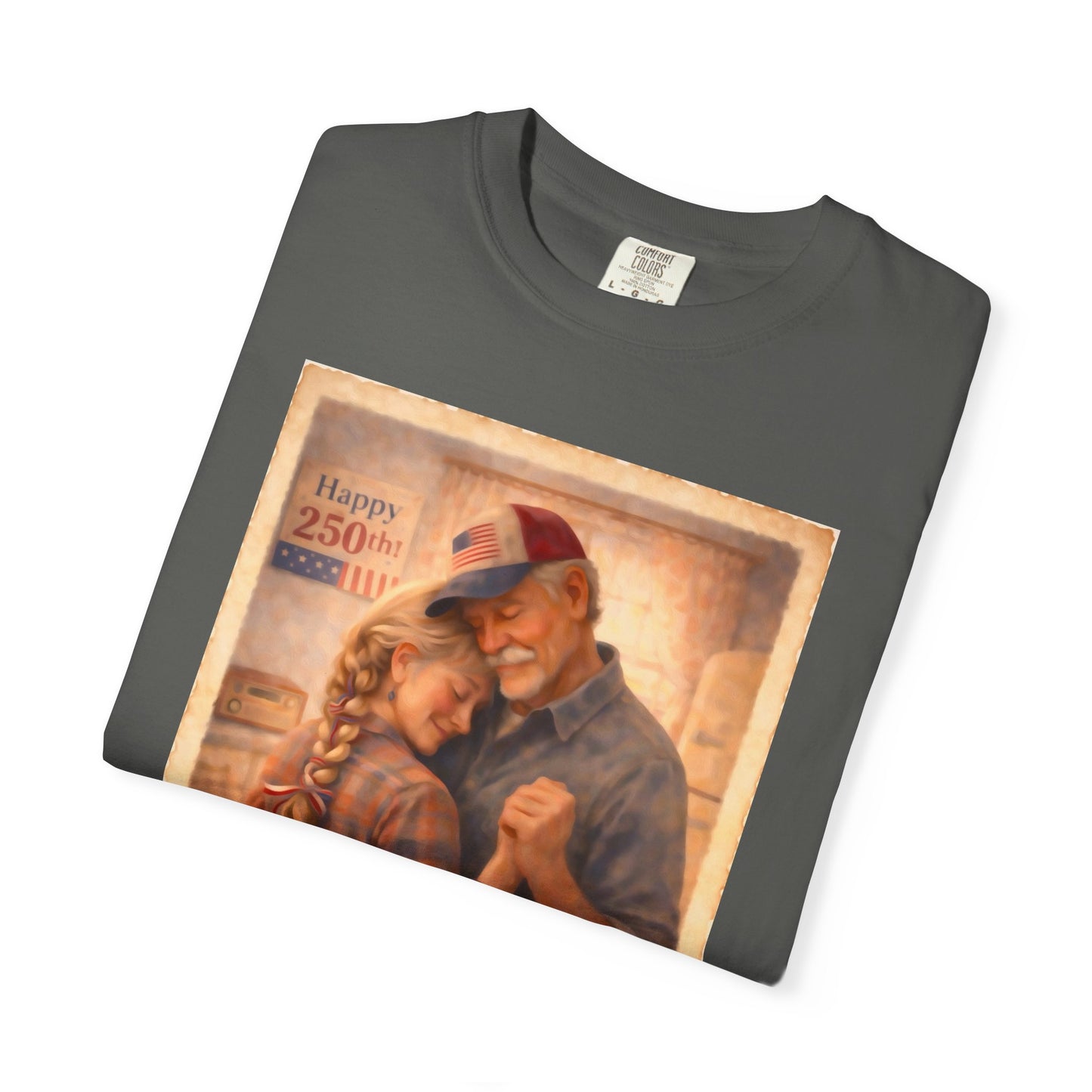 250th America Vintage Couples T-Shirt — Patriotic Romance Graphic Tee