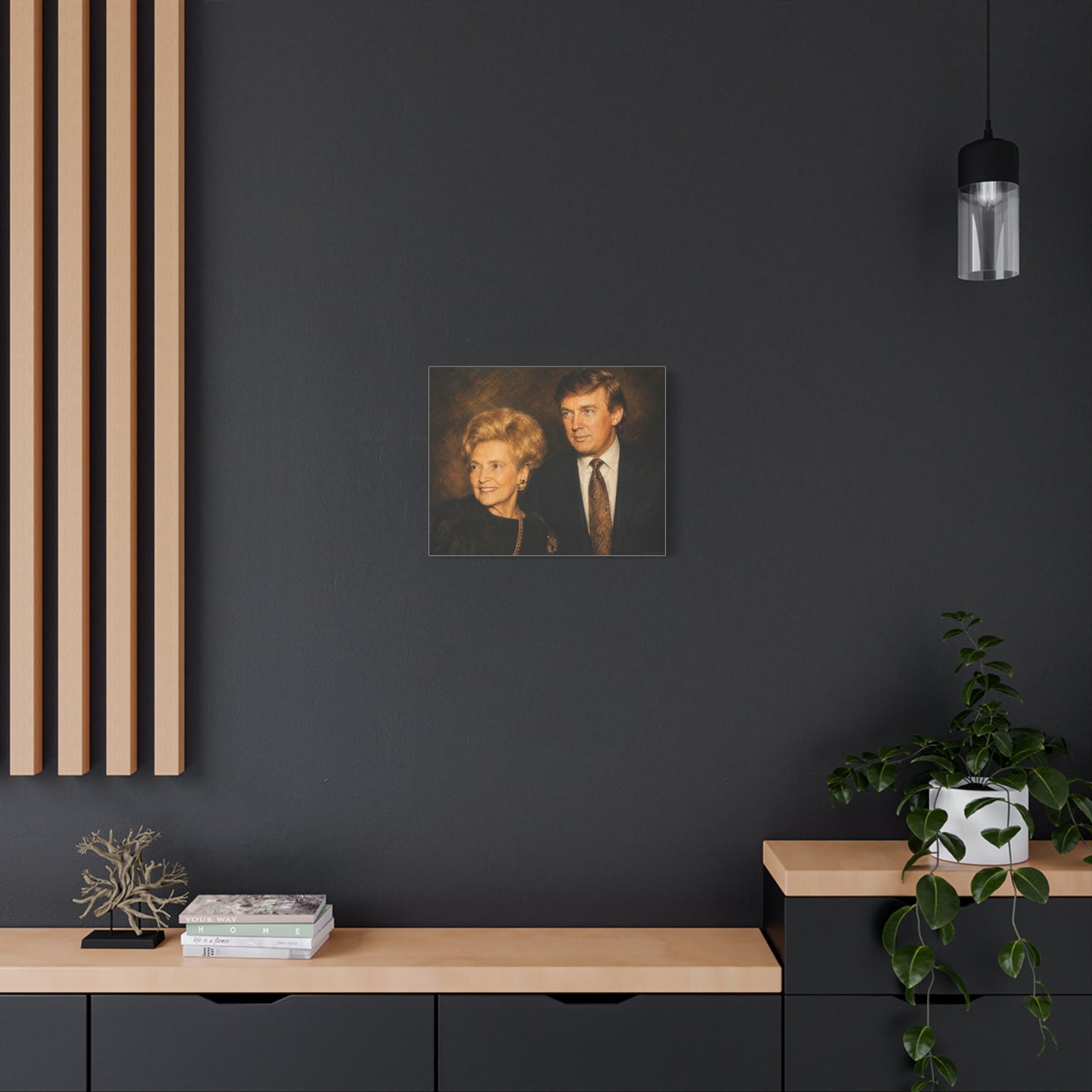 Trump with his Mom—Vintage Portrait Canvas Print — Classic Stretched Matte Wall Art