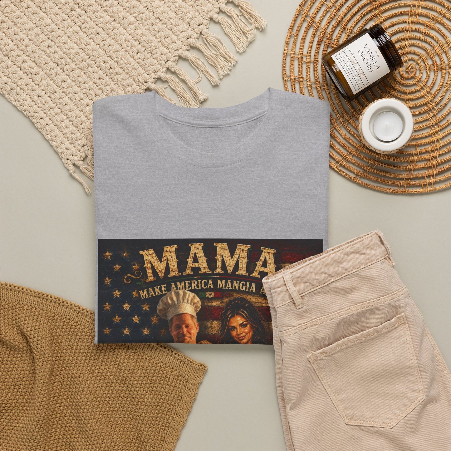 CUSTOM for MANDY—Mama Pizza Team T-Shirt — Retro American Flag Pizza Chef Graphic Tee