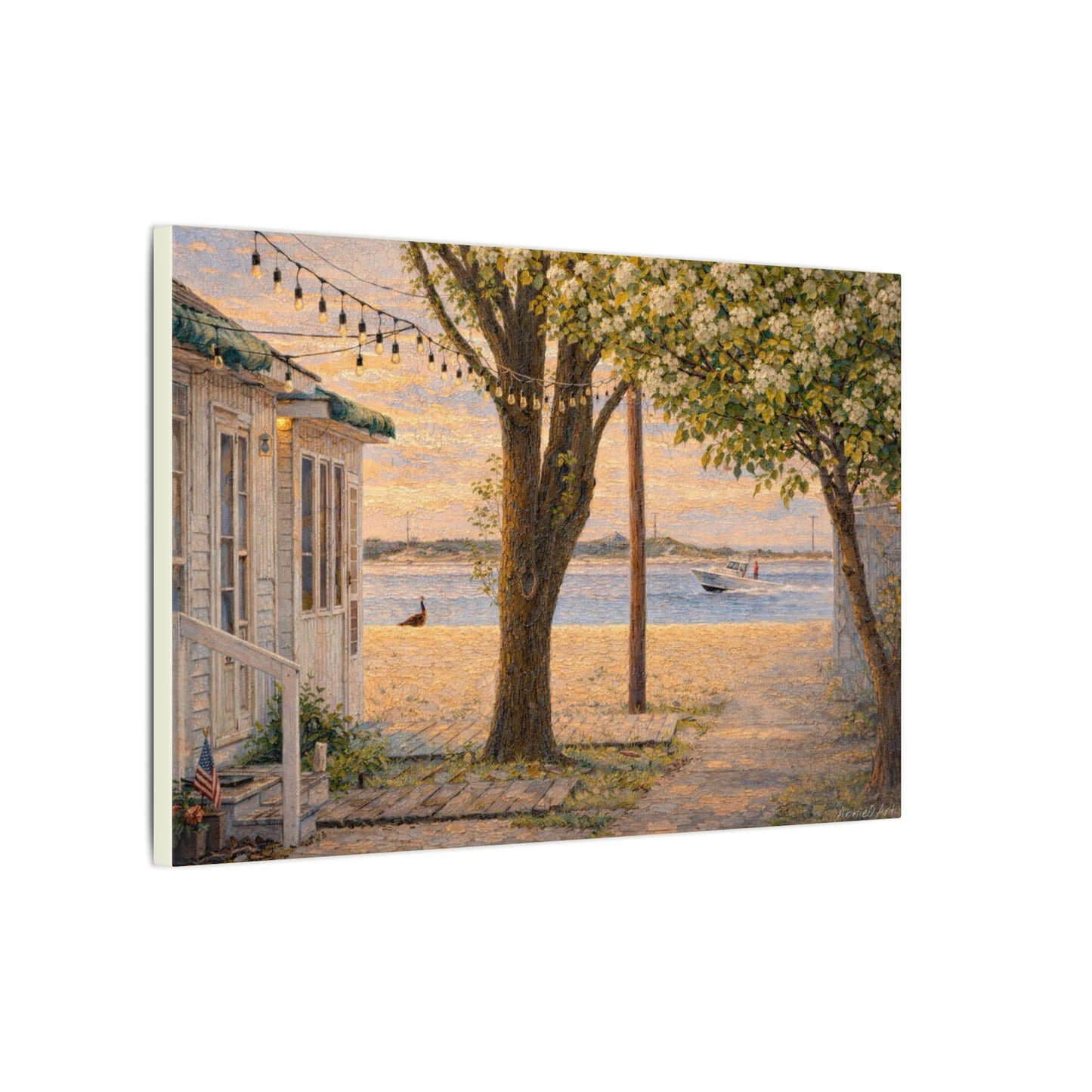 Beach Bungalow Canvas Print — Beach Sunset Coastal Wall Art