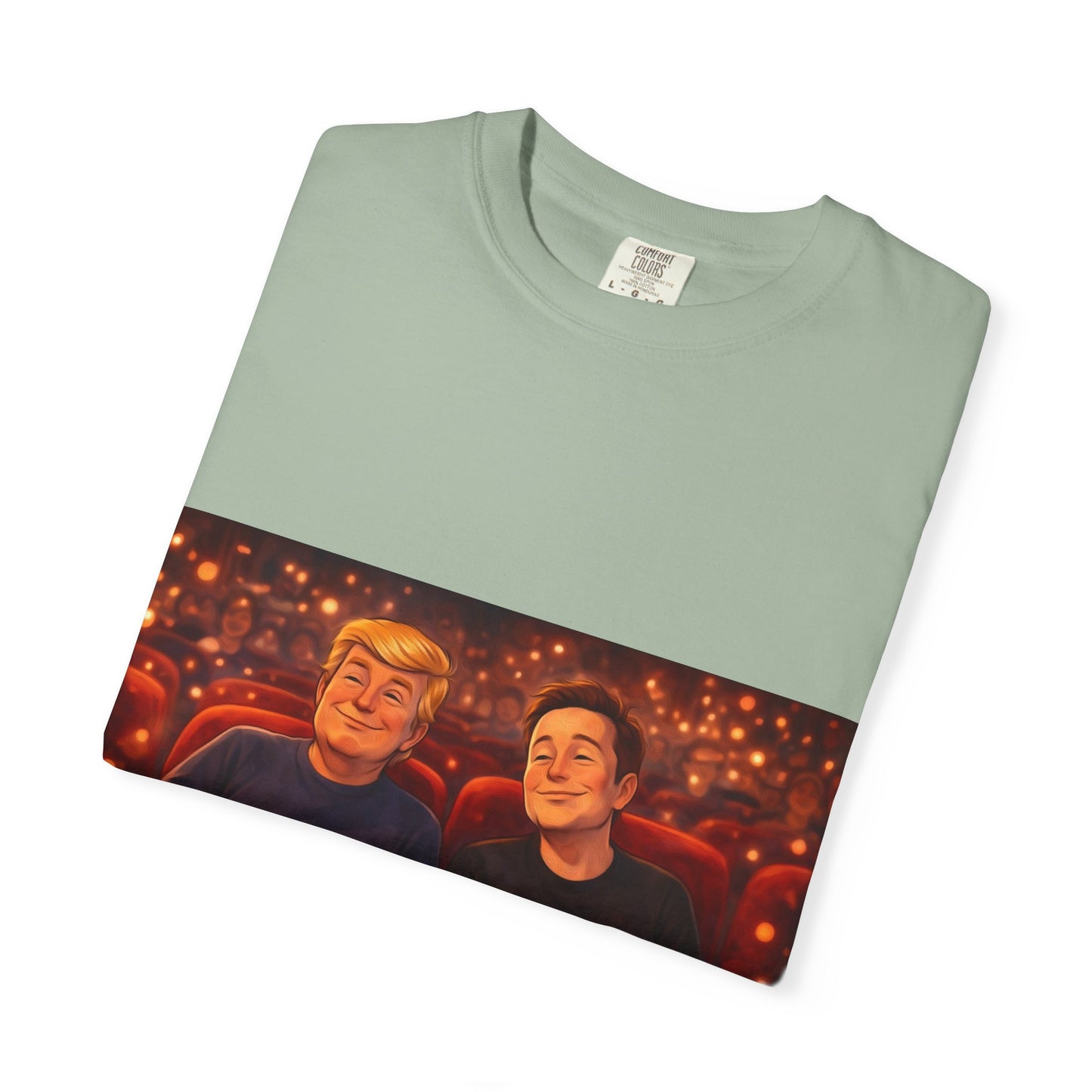 Trump & Elon—Movie Night Popcorn Tee — Cozy Cinematic Graphic T-Shirt