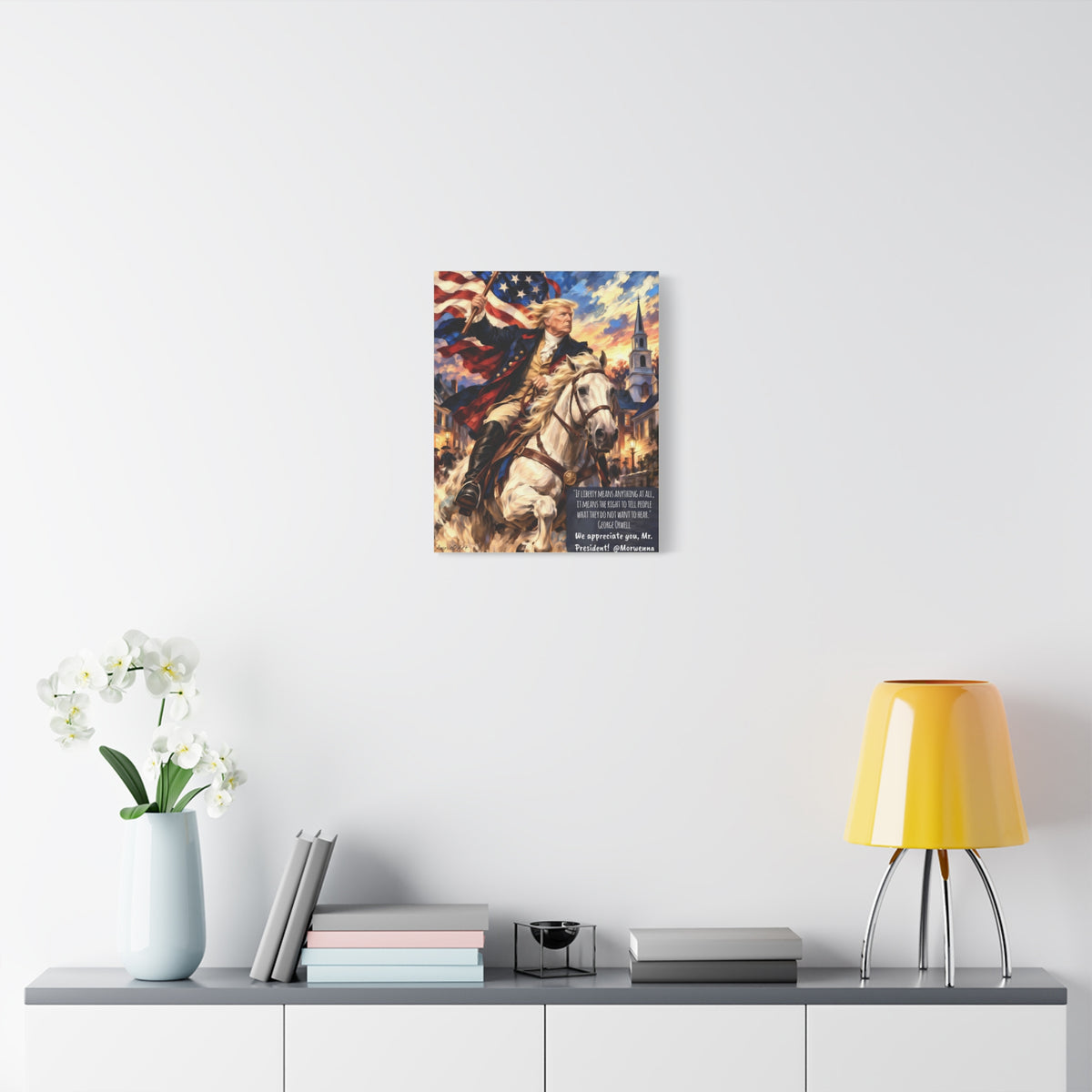 Patriotic Trump Canvas Print — 'We Appreciate You, Mr. President' Matte Stretched Wall Art