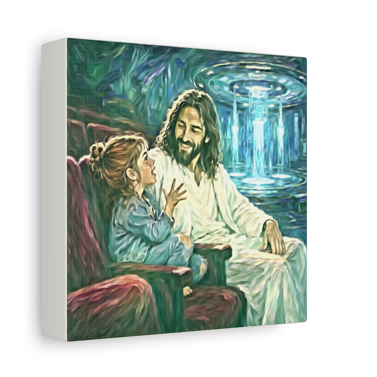Jesus with Child Matte Canvas Wall Art — Stretched 1.25" Inspirational Christian Decor