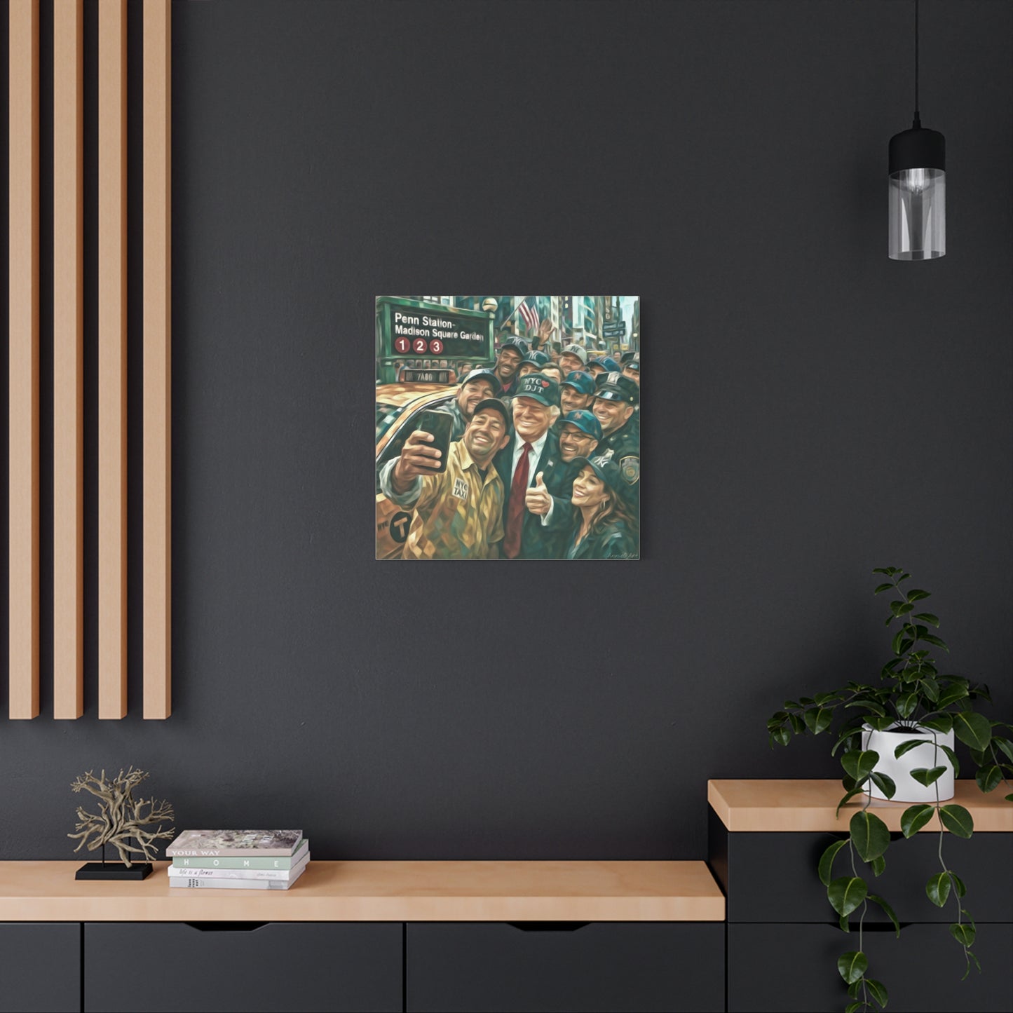 NYC❤️DJT—Trump New York Taxi Selfie Matte Canvas Wall Art — Stretched 1.25"