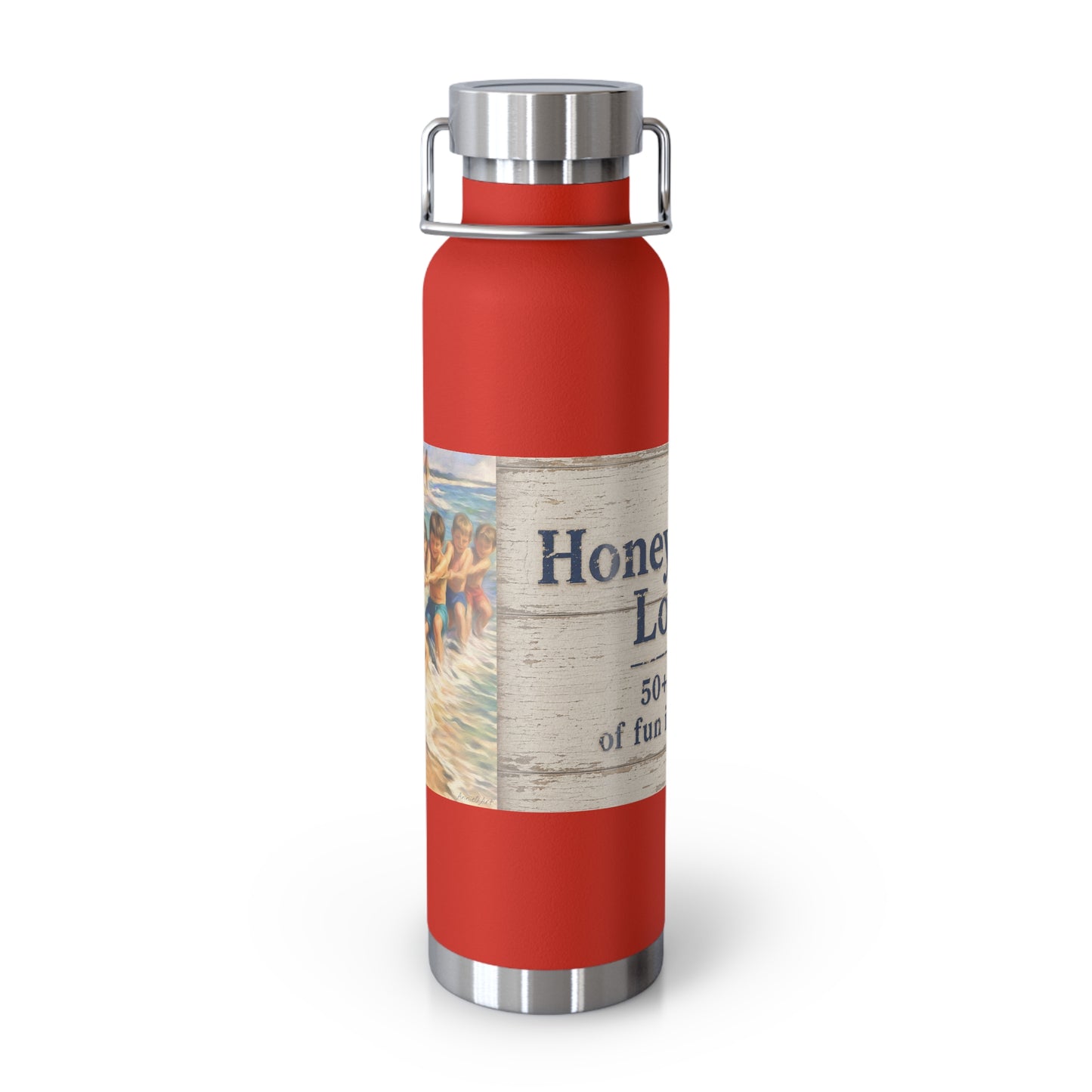 ‘HSL—50+ years of fun in the sun—22oz Insulated Water Bottle - Vintage Beach Design