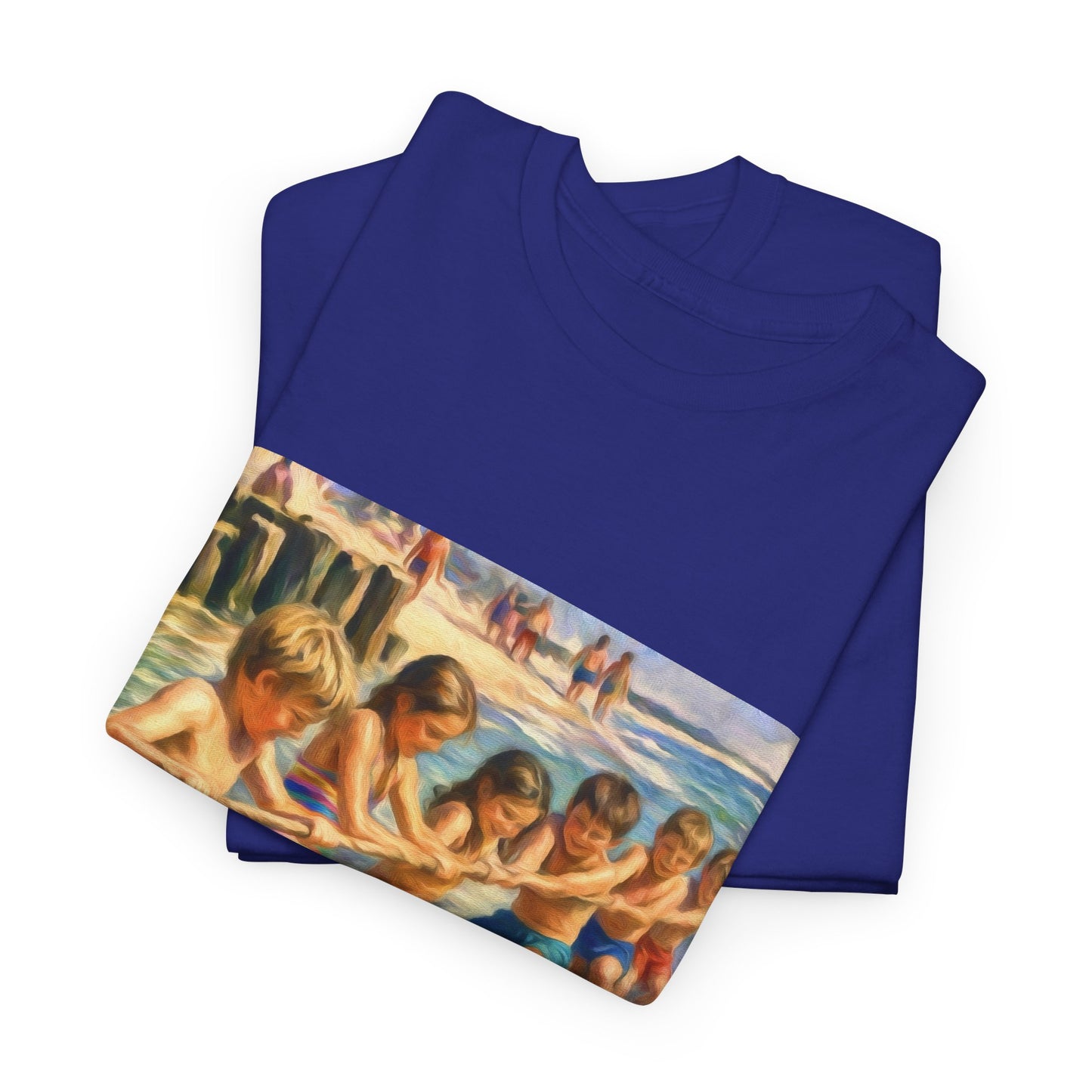 HoneySuckle Lodge Vintage Beach T-Shirt — "50+ years of fun in the sun" Retro Kids on Shore Design