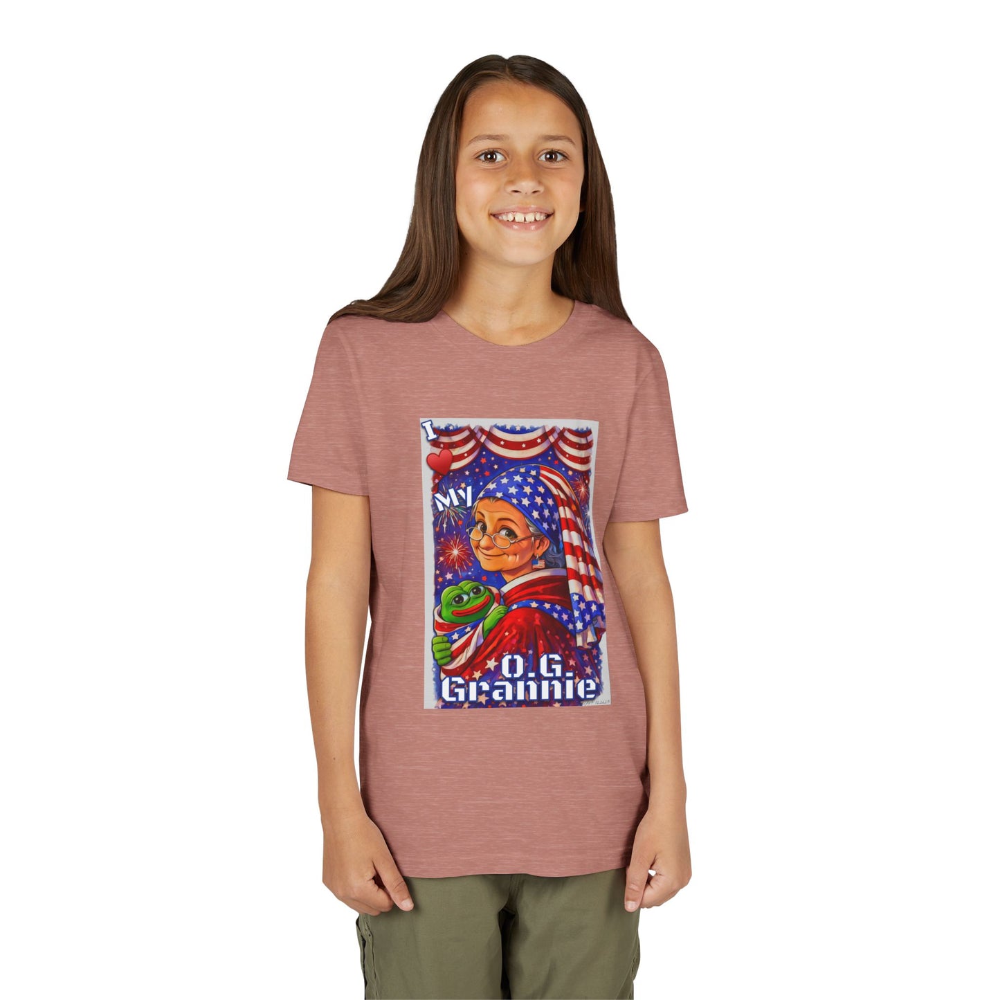 Grandma Anons & Keyboard Warriors for your Littles, “I ♥️ My O.G. Grannie" Youth T-Shirt – American Flag Grandma Design
