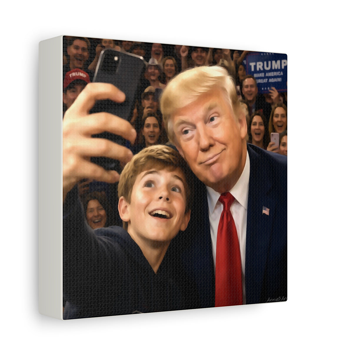 Trump Rally Canvas Wall Art — President Selfie Print on Stretched Matte Canvas