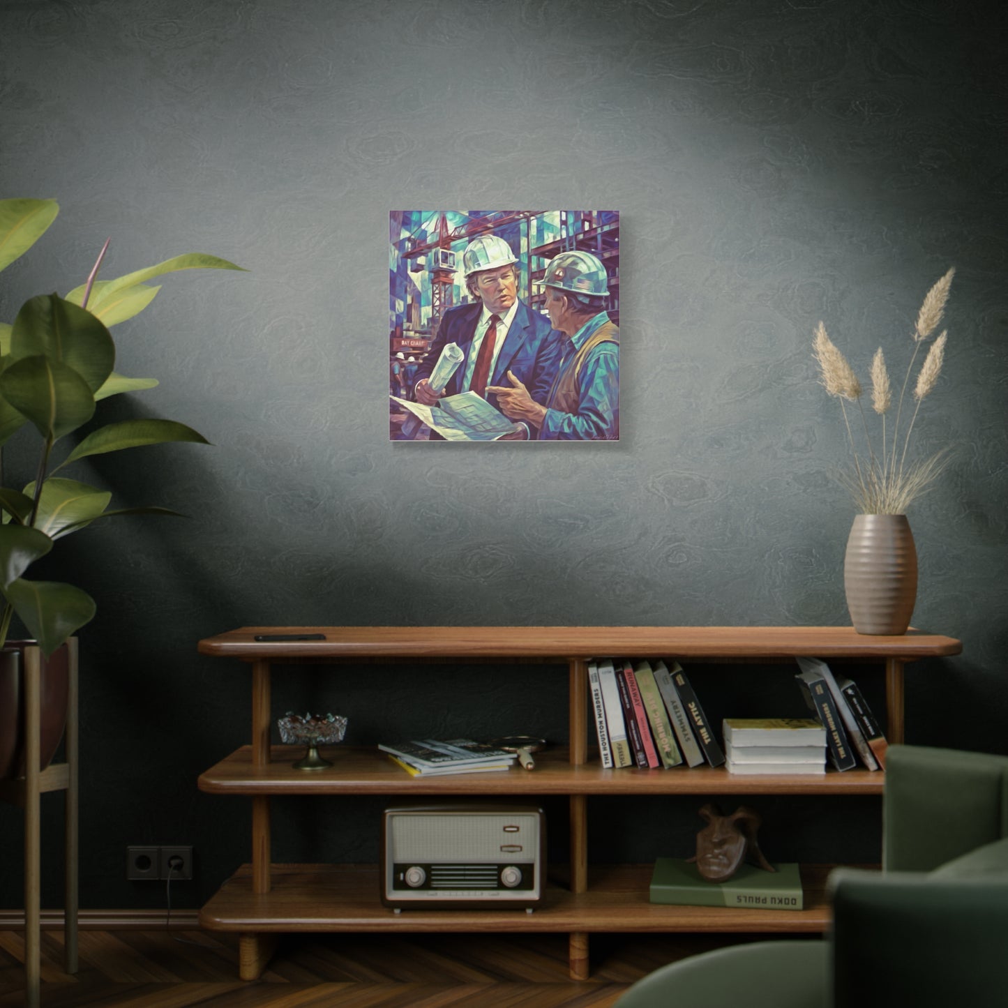 Trump Construction Site Portrait Canvas - Vintage Art