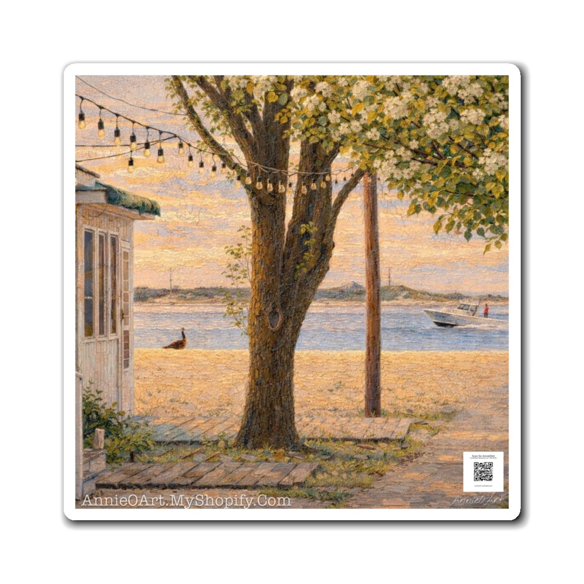 Bungalow Sunset Refrigerator Magnet — Nautical Beach Scene Art
