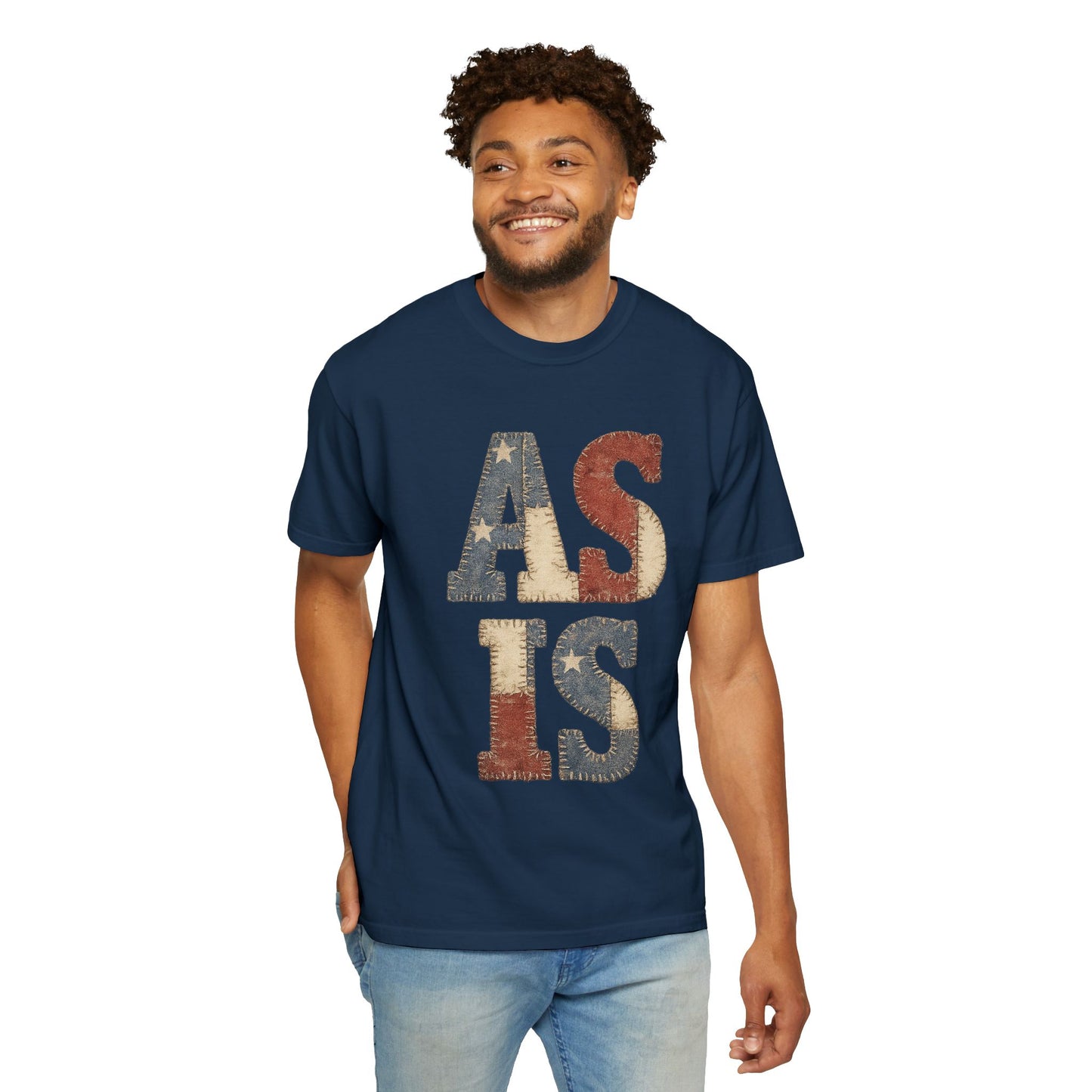 “AS IS” Quilt-look Vintage Flag Graphic T-Shirt