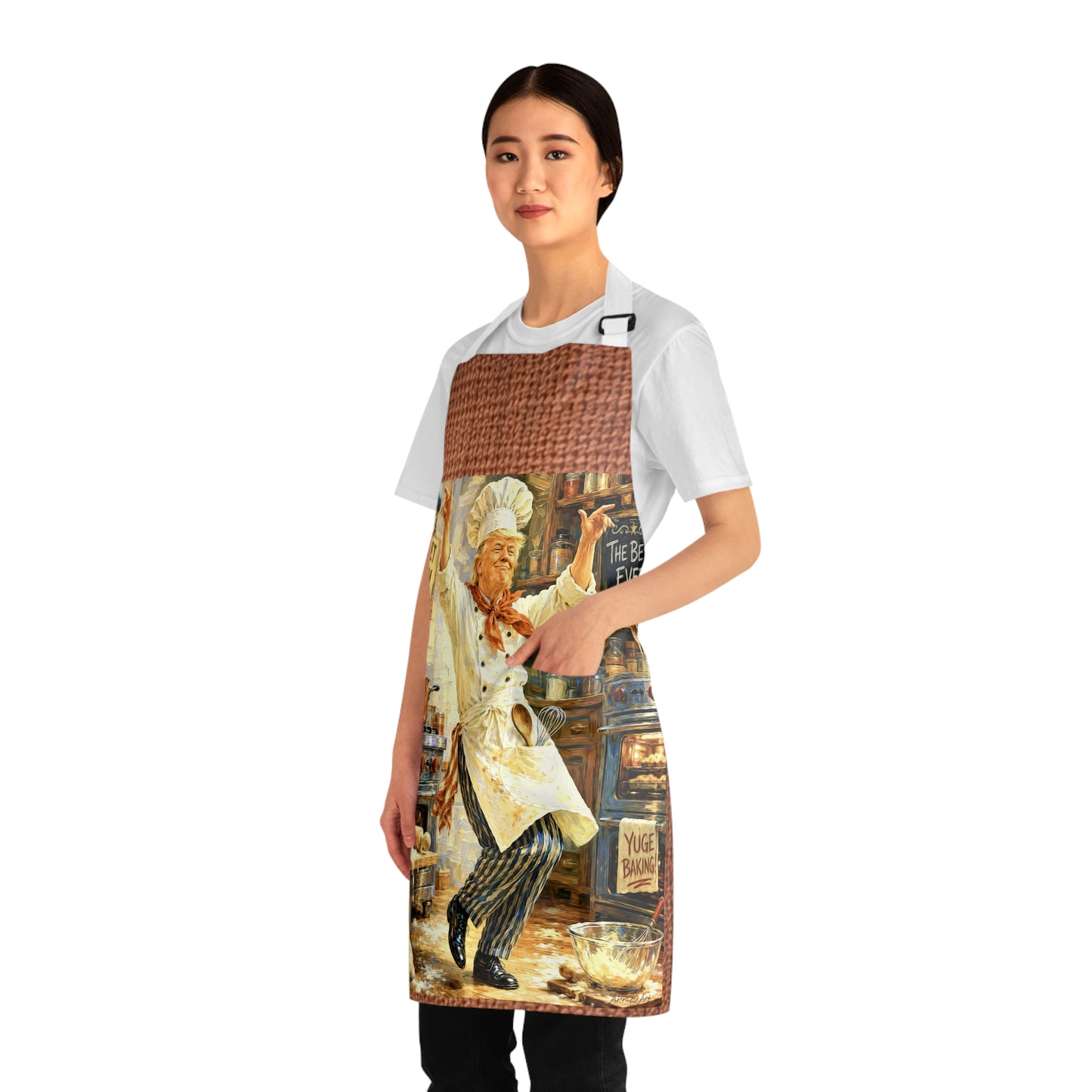 Trump Chef Dancing in Kitchen Apron — "Let Him Cook" Vintage Culinary Apron