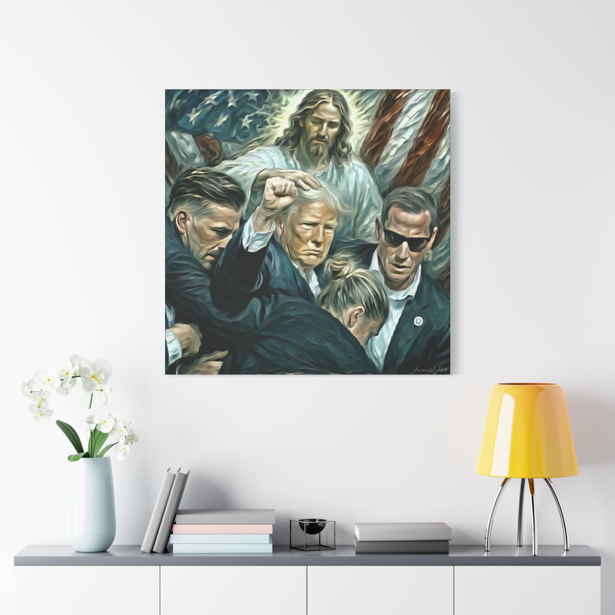 Trump With Jesus—Matte Canvas Art