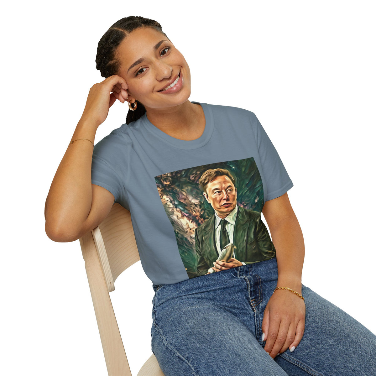 Elon Musk with Rocket— Graphic T-Shirt